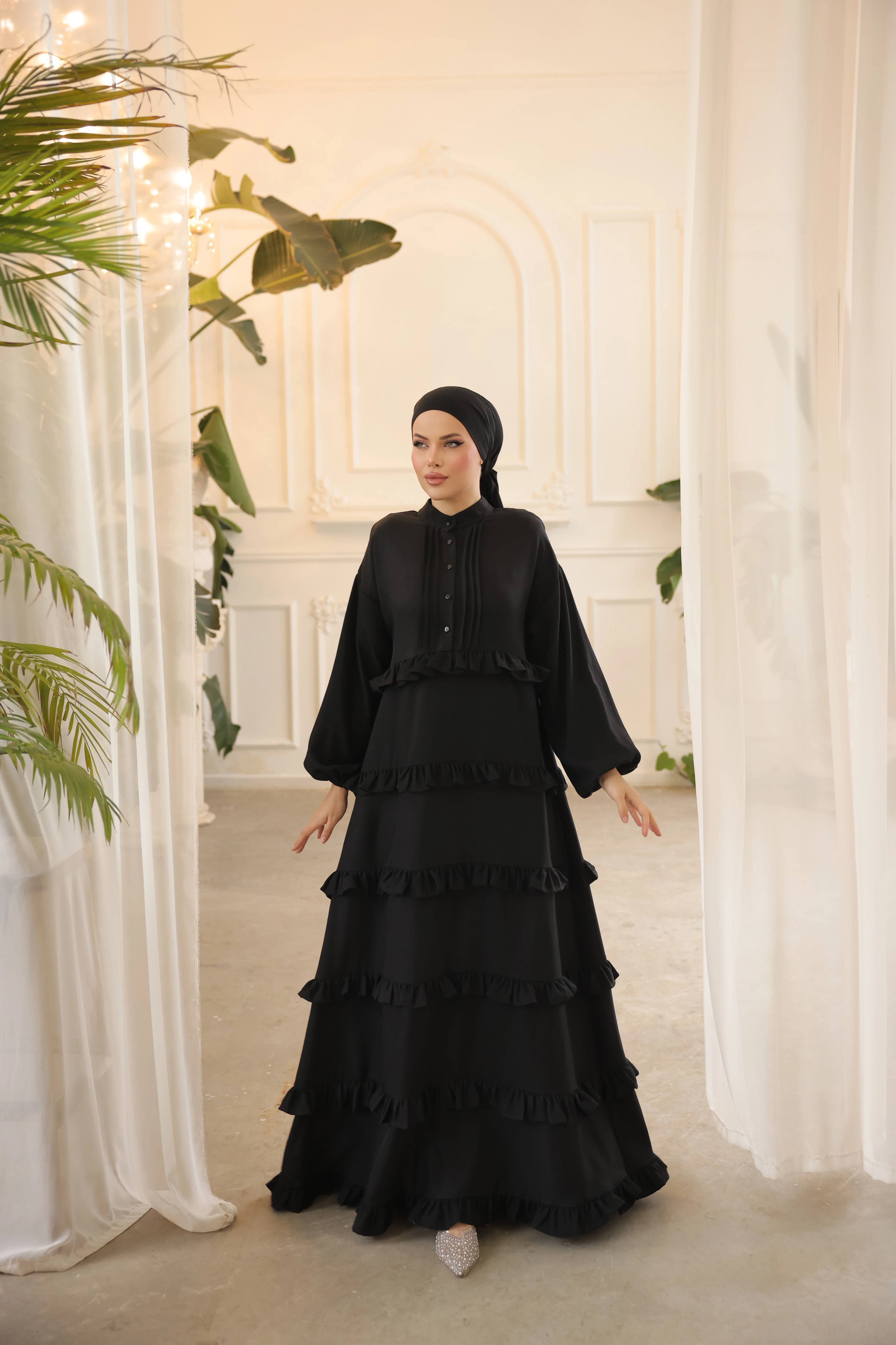 Ankanoor Fırfırlı Salaş Elbise Anka255067 - siyah