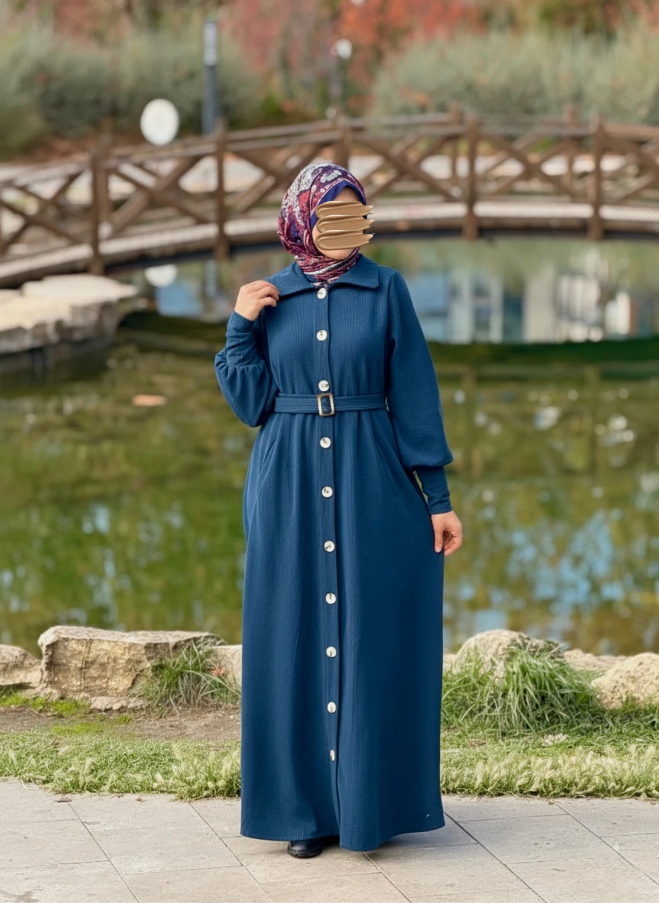 Ankanoor Flato Cepli Toka Kemerli Örme Ferace ANKA255115 - petrol