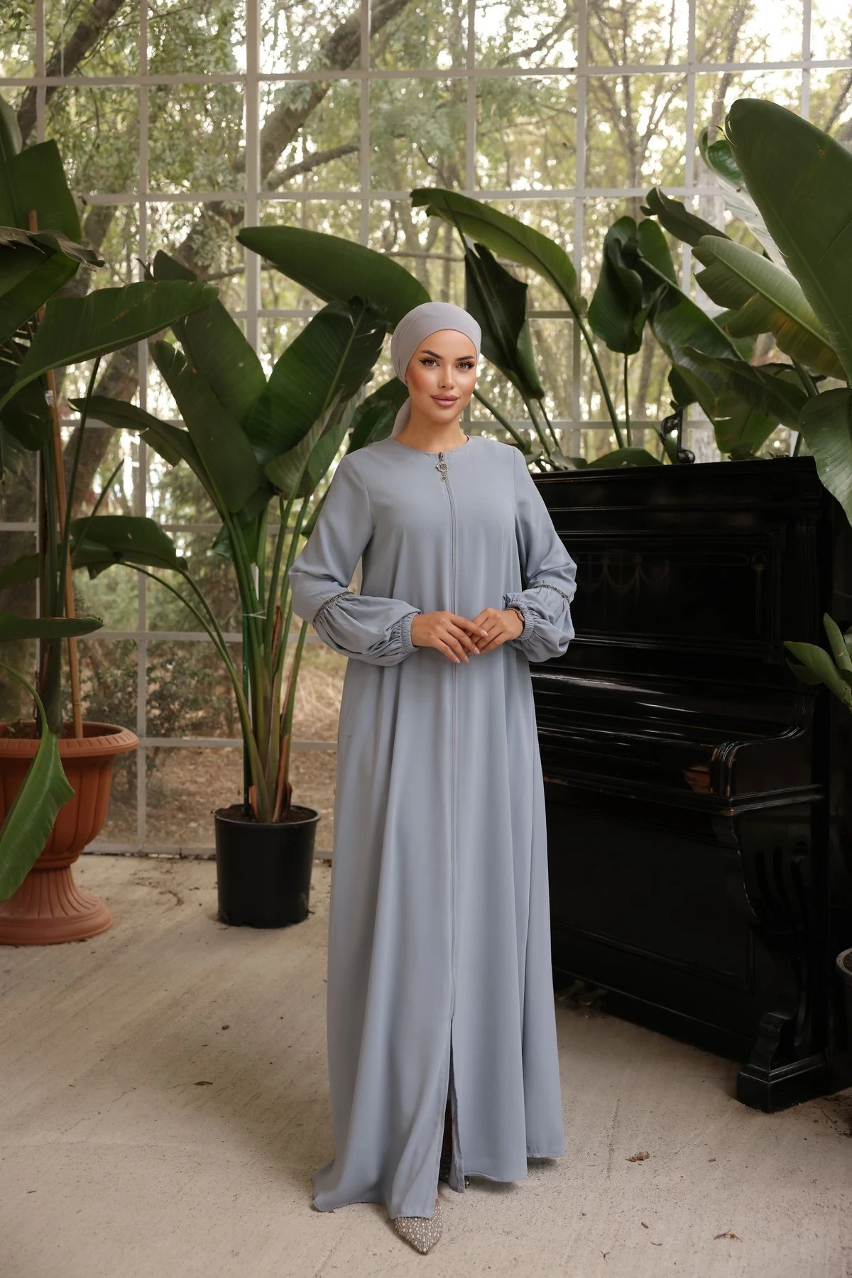 Ankanoor Balon Kol Taşlı Ferace Anka255017