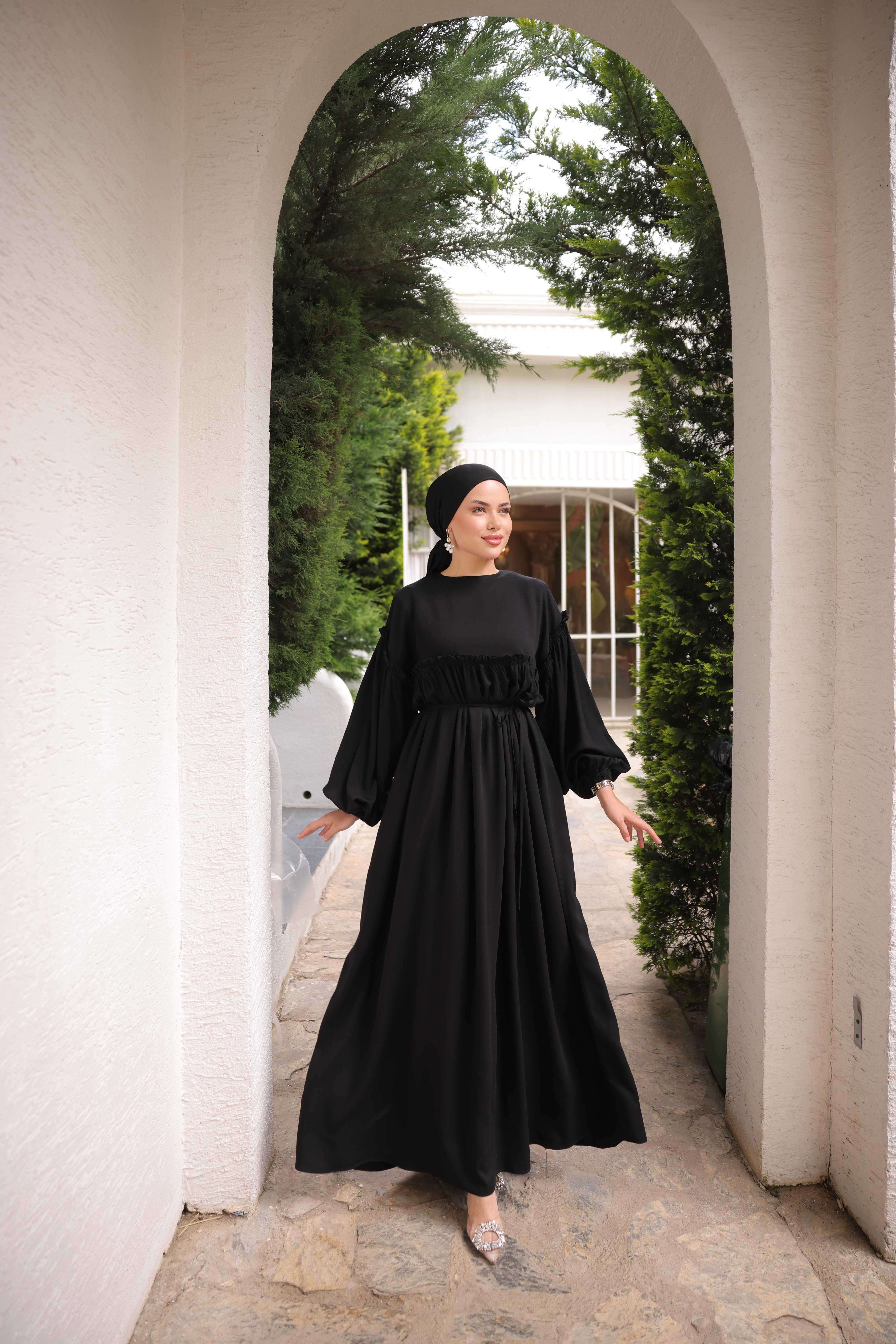 Ankanoor Robalı Büzgülü Oversize Elbise Anka255093
