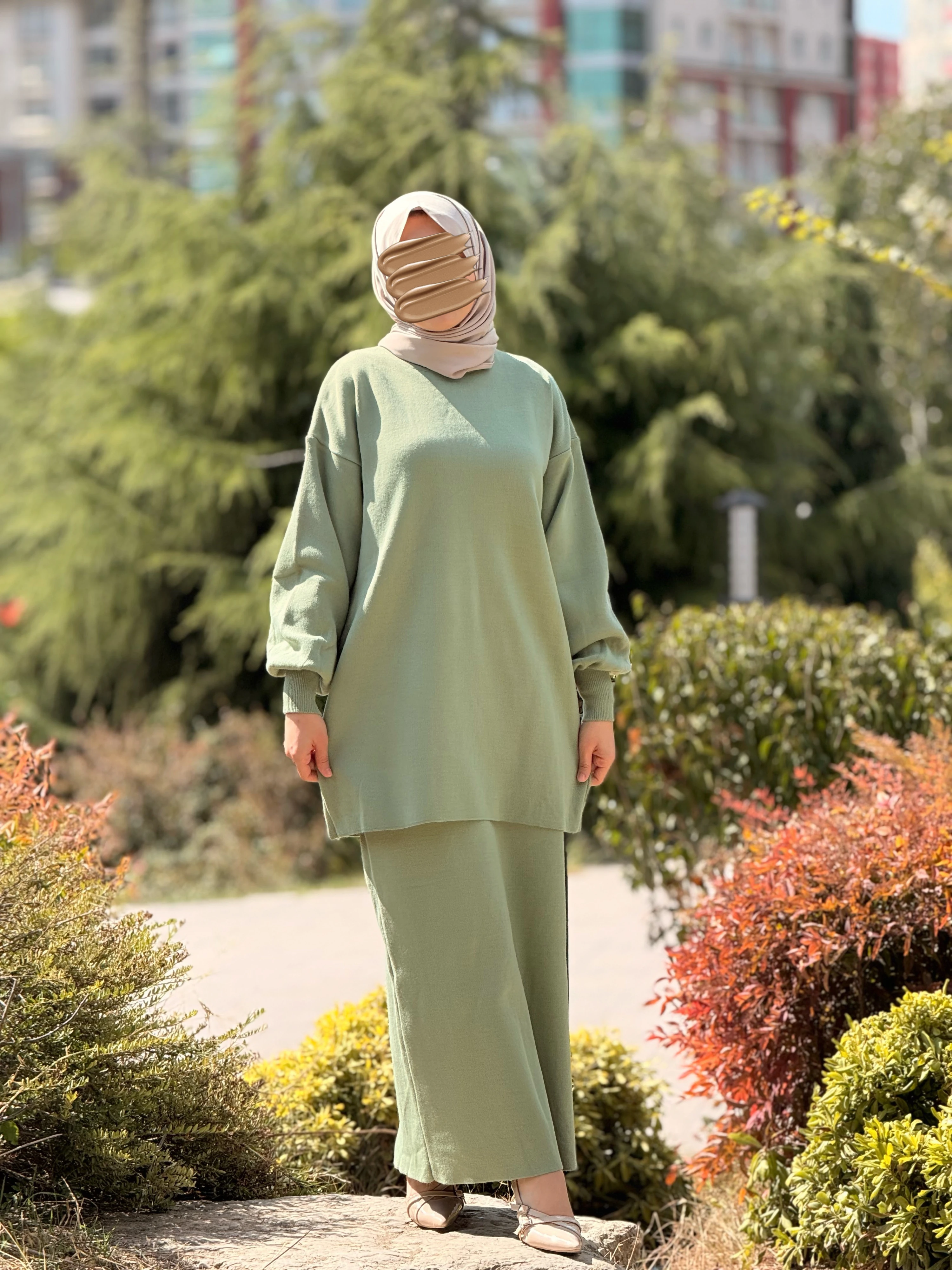 Ankanoor Triko Etek Bluz Takımı ANKA252002 - fıstık