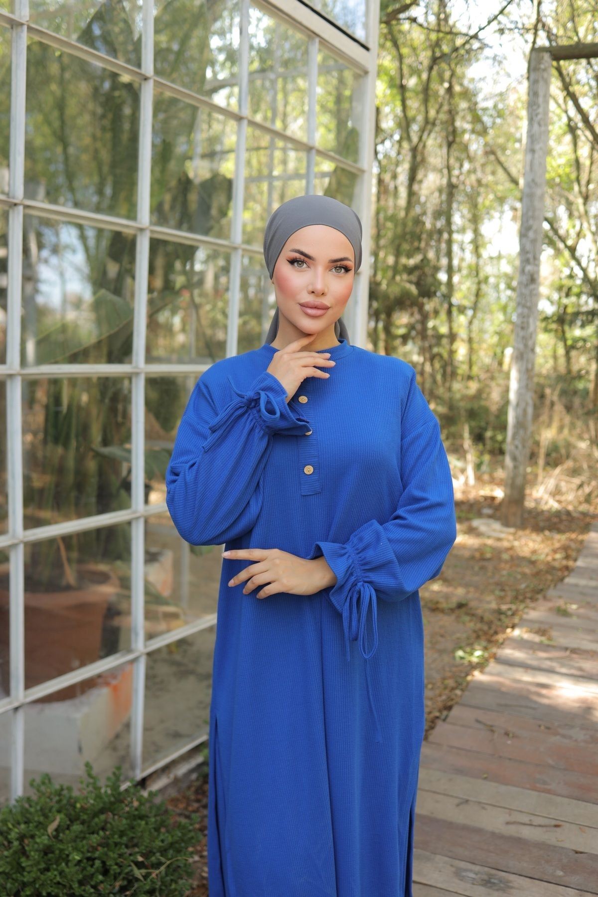 Ankanoor Bej Düğme Detaylı Örme Pantolon Takım Anka256020