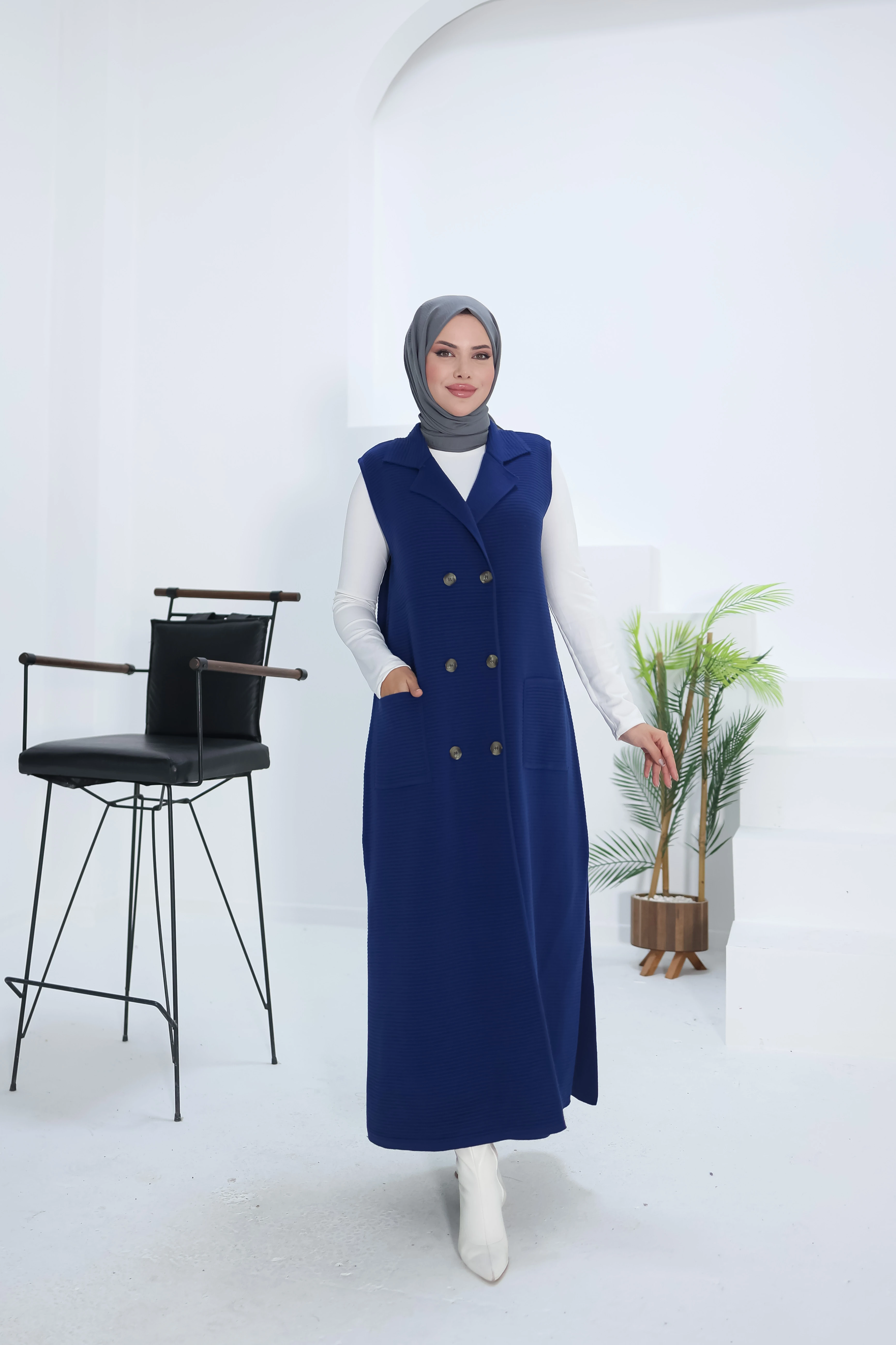 Ankanoor Kruvaze Yaka Düğmeli Yelek ANKA2518203 - saks