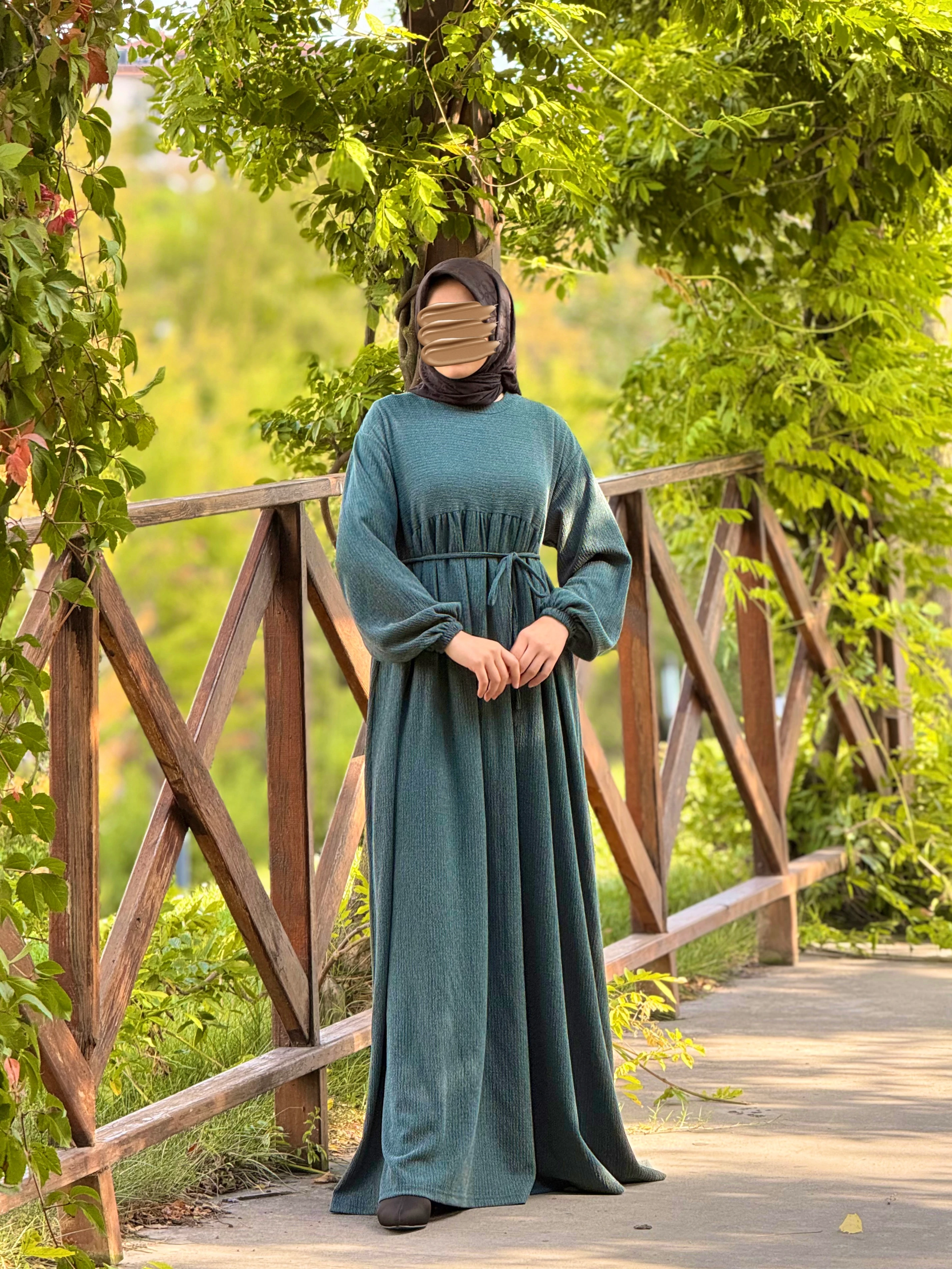 Ankanoor Robalı Oversize Örme Elbise ANKA255110 - petrol