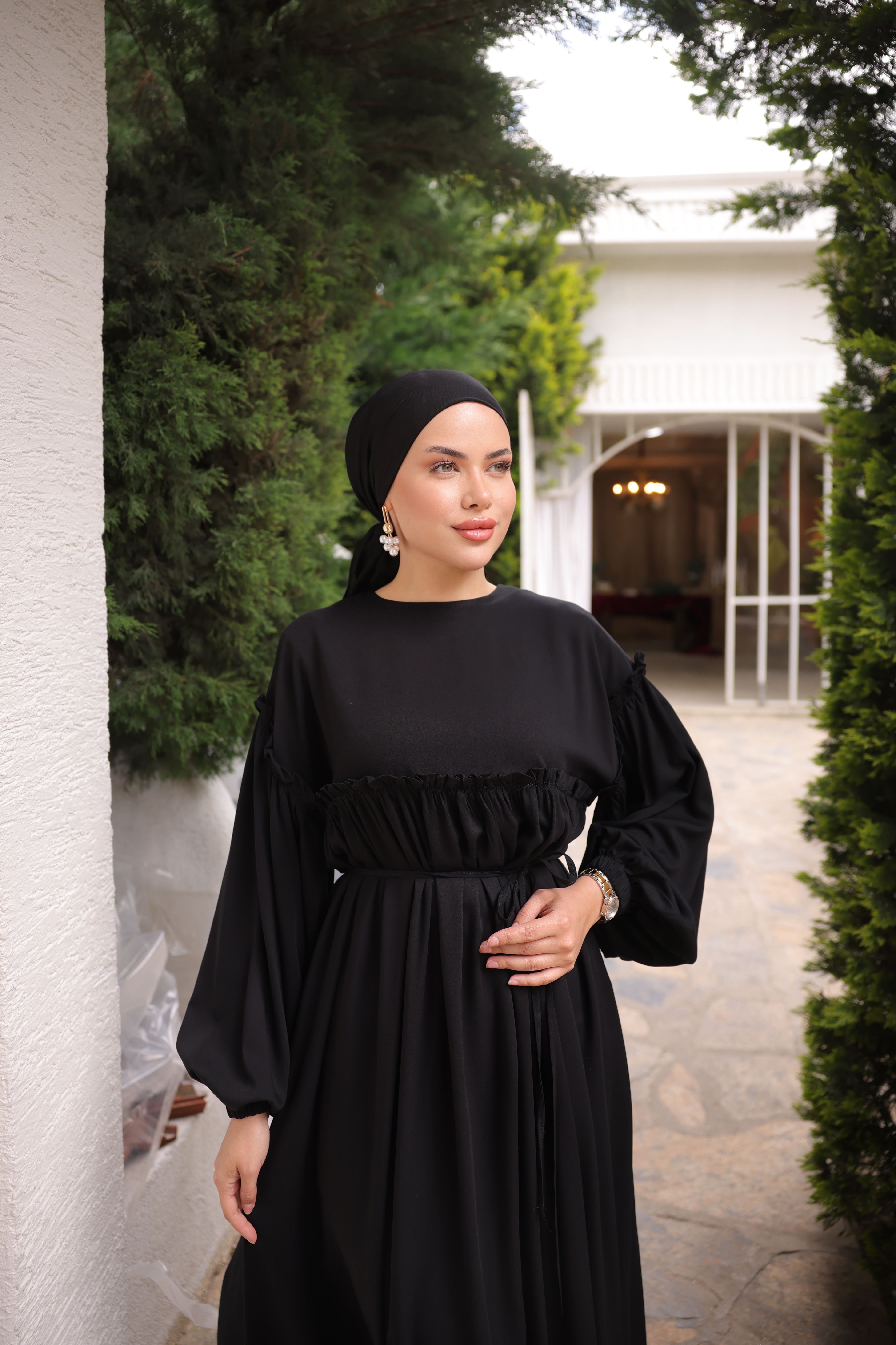 Ankanoor Robalı Büzgülü Oversize Elbise Anka255093