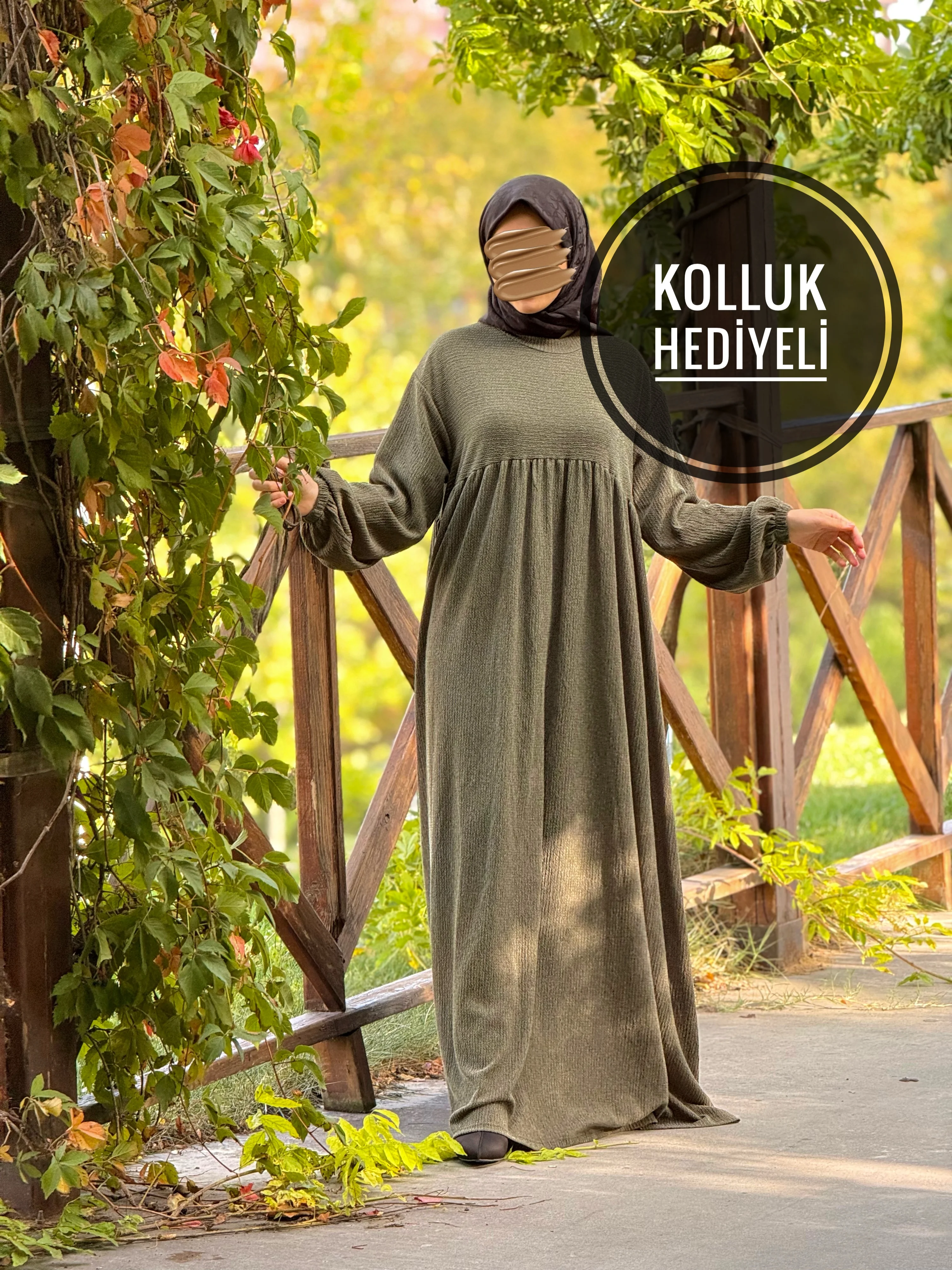 Ankanoor Robalı Oversize Örme Elbise ANKA255110 - haki̇