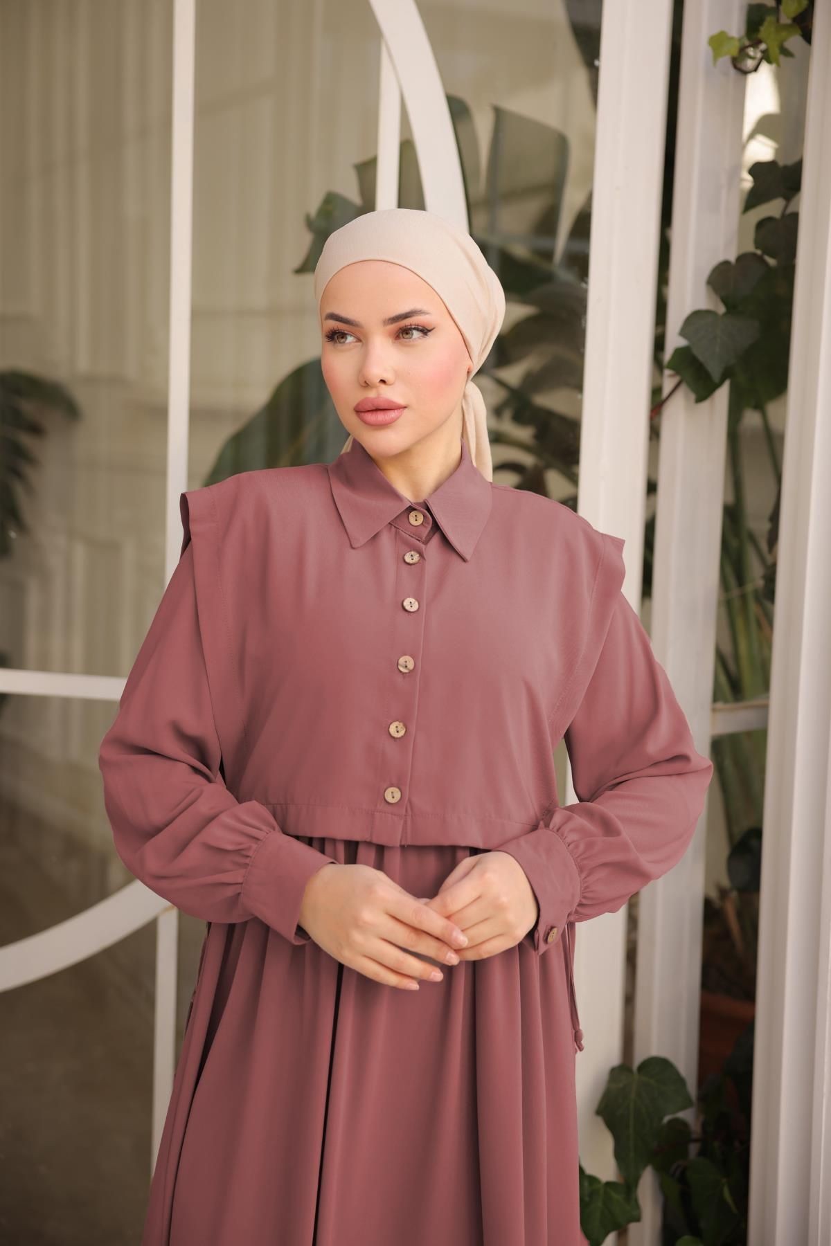 Ankanoor Önlüklü Medine Ipeği Elbise Anka255065