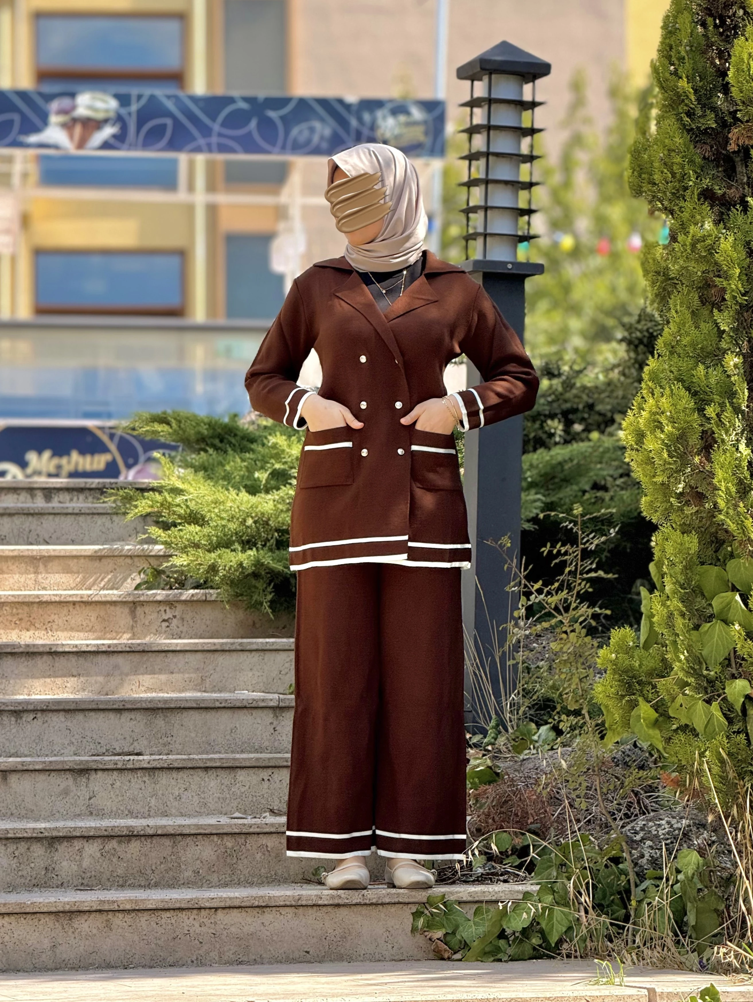 Ankanoor Triko Ceket Pantolon Takım ANKA252001 - acı kahve