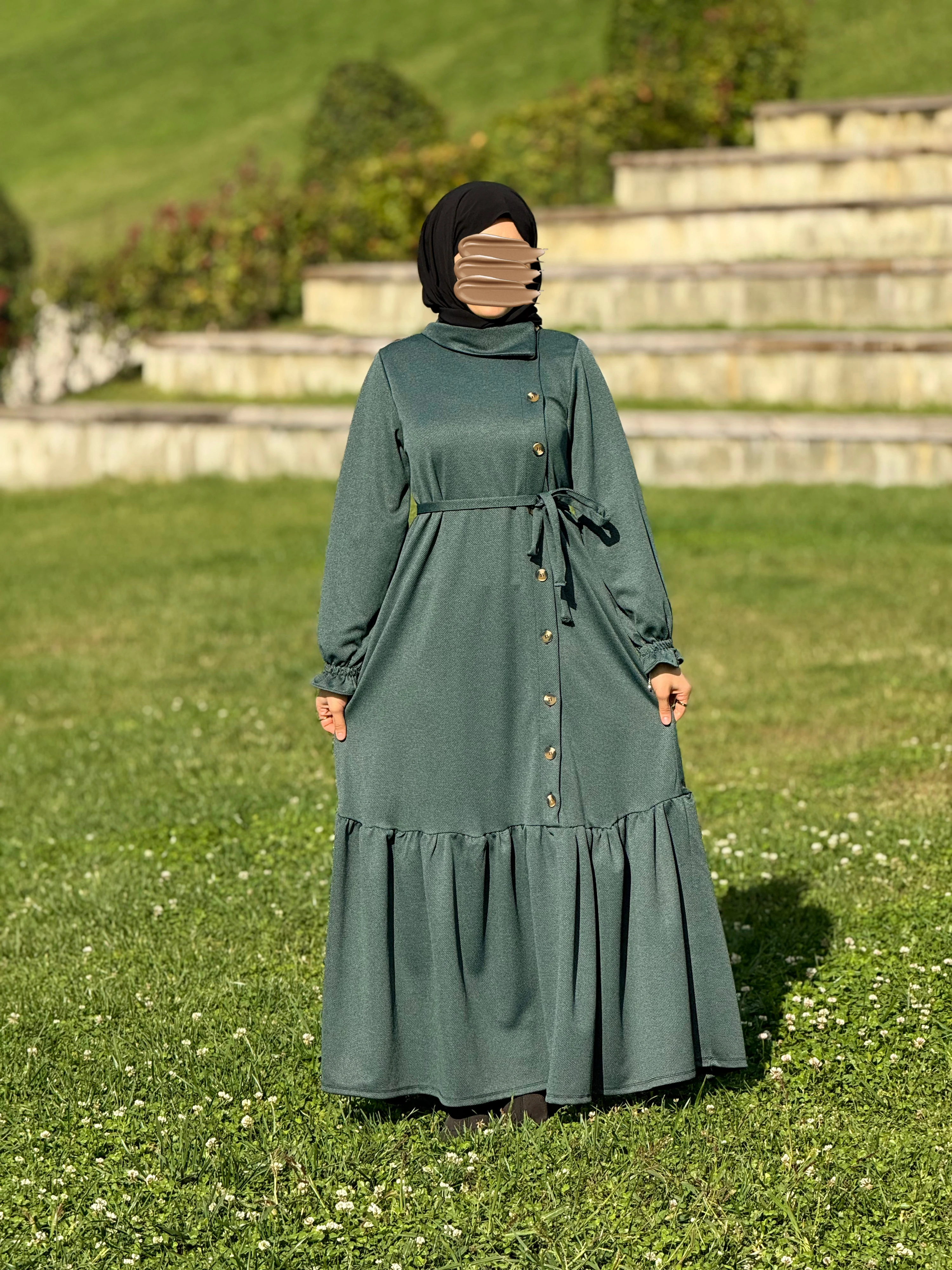 Ankanoor Anvelop Yandan Düğmeli Örme Elbise ANKA255113 - mint