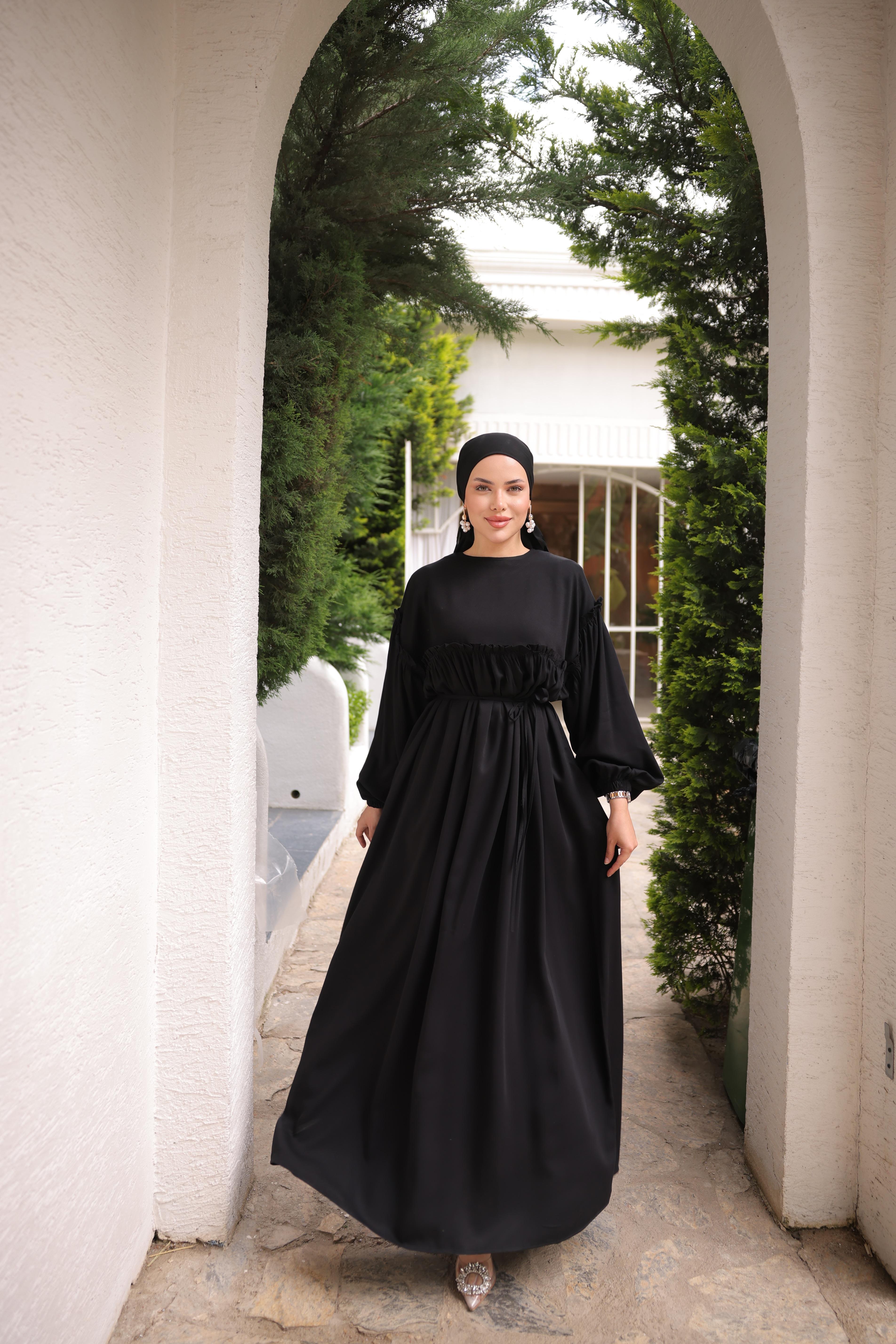 Ankanoor Robalı Büzgülü Oversize Elbise Anka255093