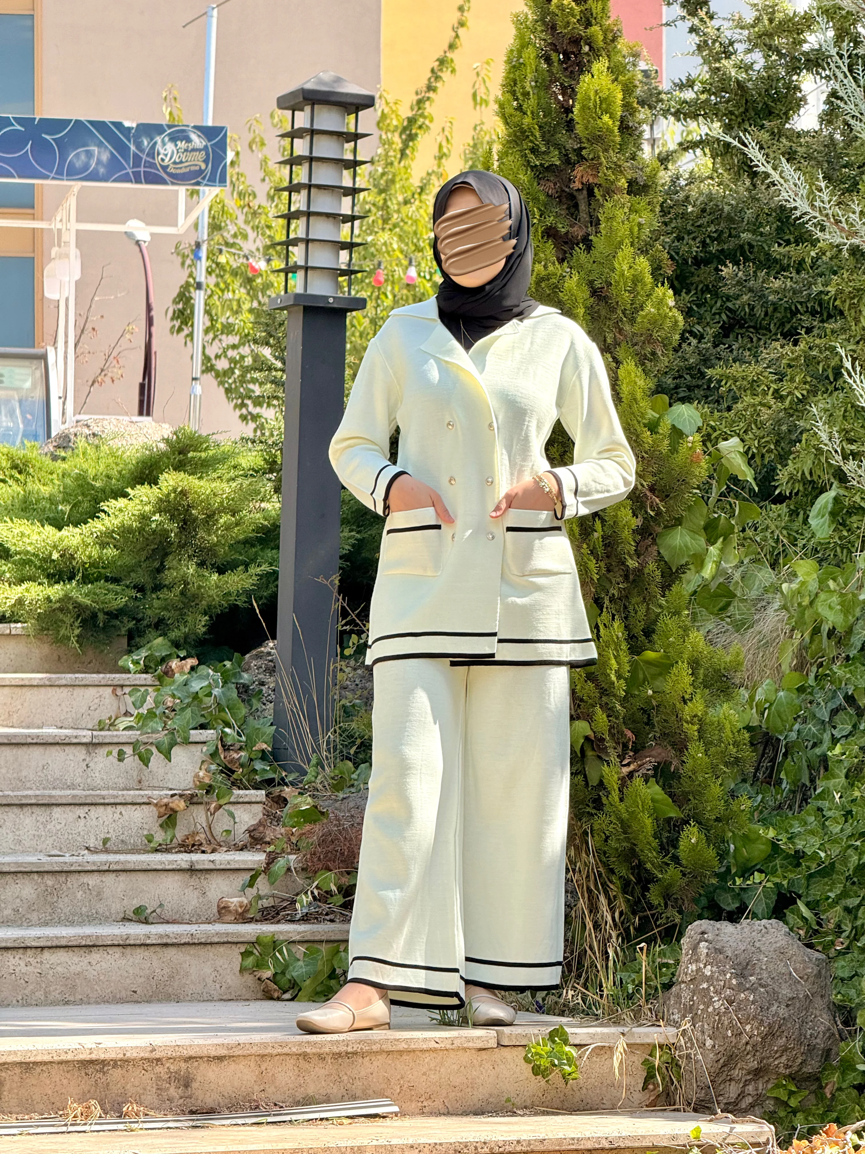 Ankanoor Triko Ceket Pantolon Takım ANKA252001 - ekru