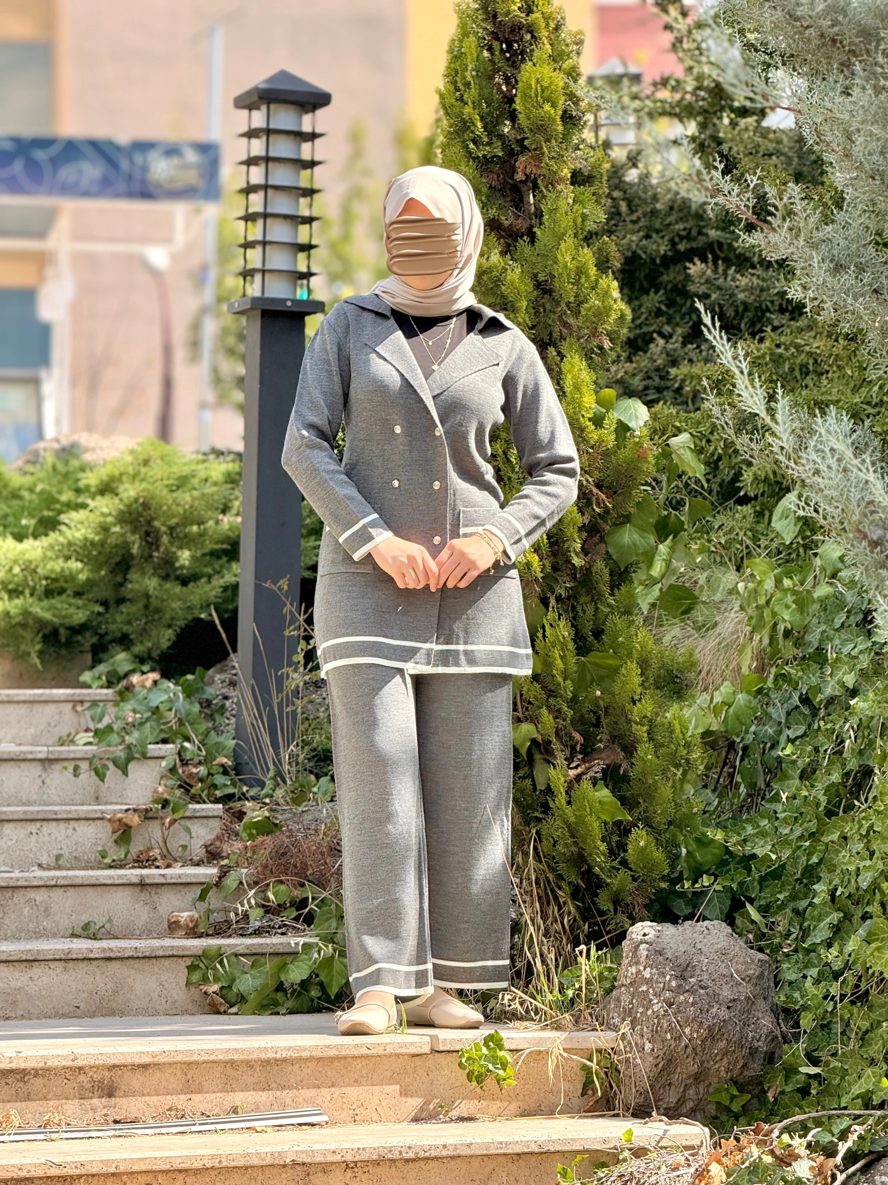 Ankanoor Triko Ceket Pantolon Takım ANKA252001 - gri