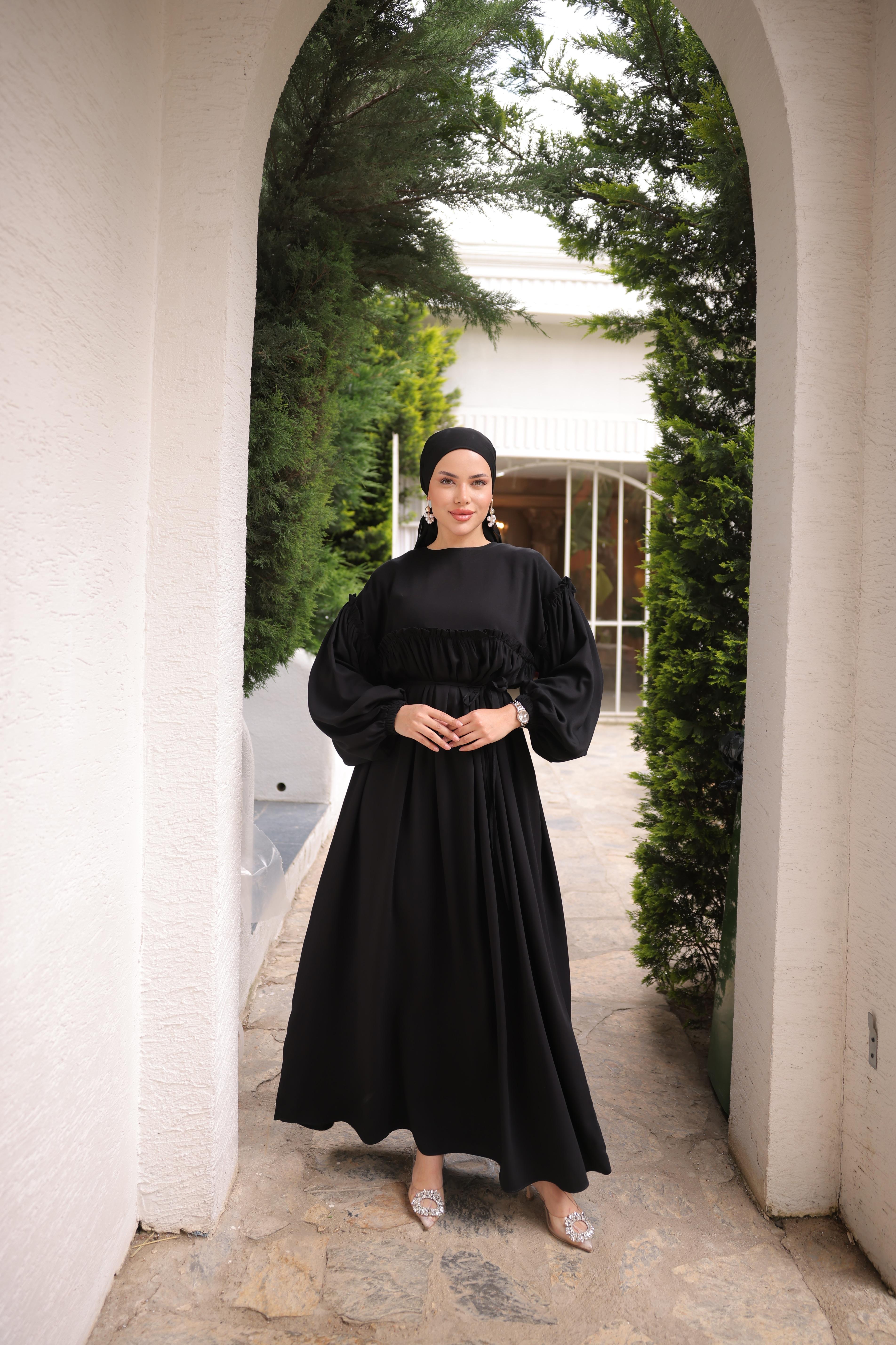 Ankanoor Robalı Büzgülü Oversize Elbise Anka255093