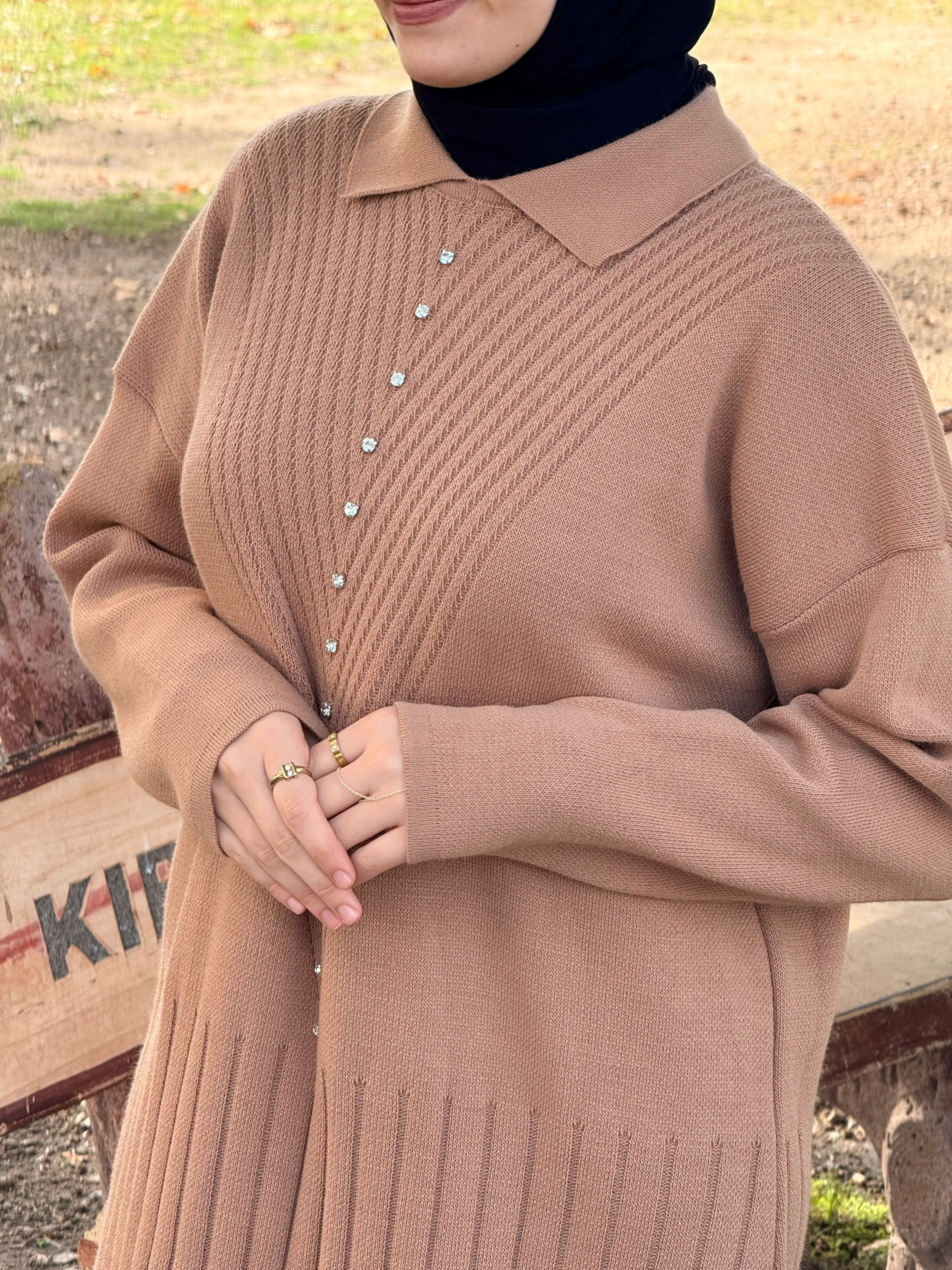 Ankanoor Taş Detaylı Triko Elbise ANKA252011