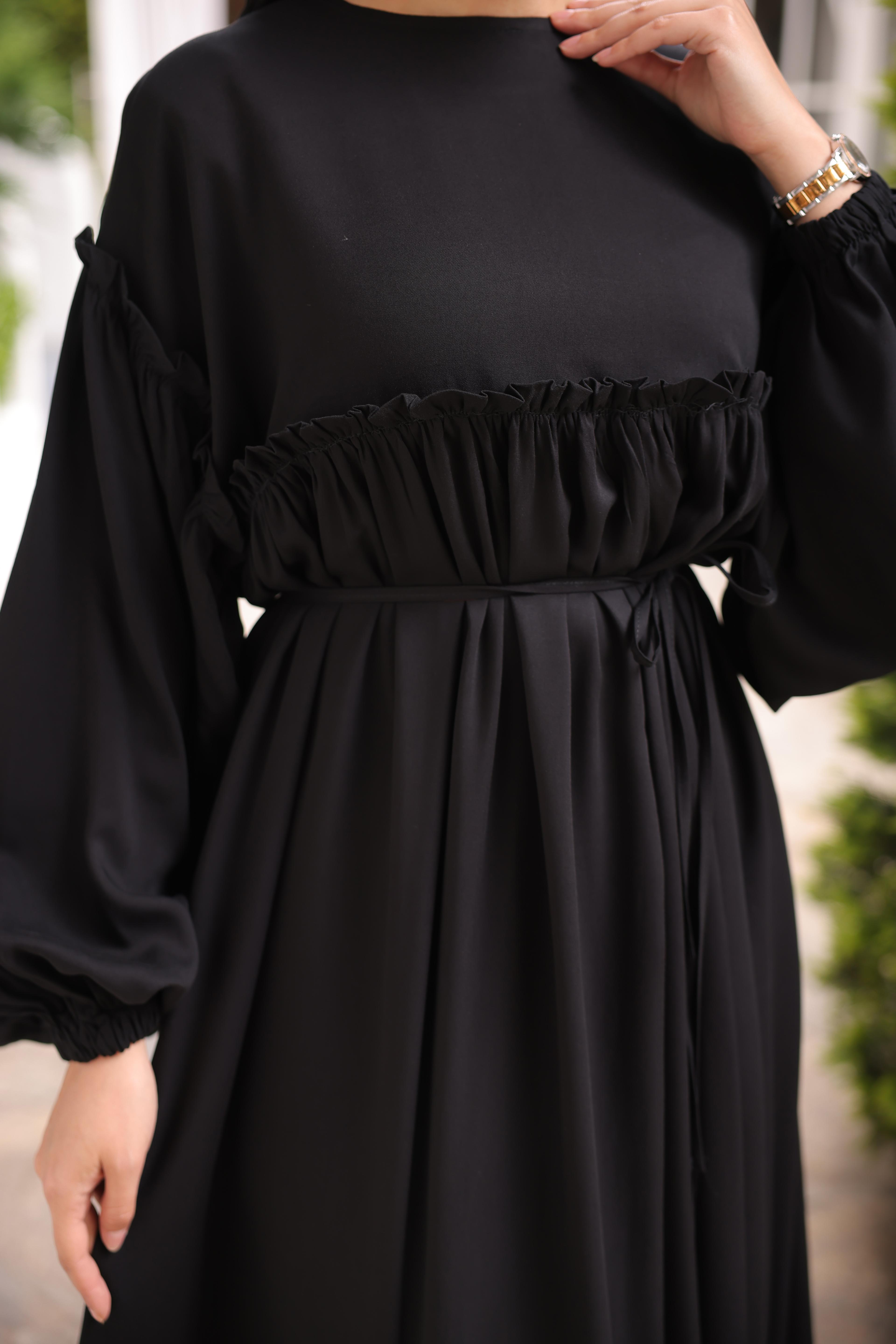 Ankanoor Robalı Büzgülü Oversize Elbise Anka255093