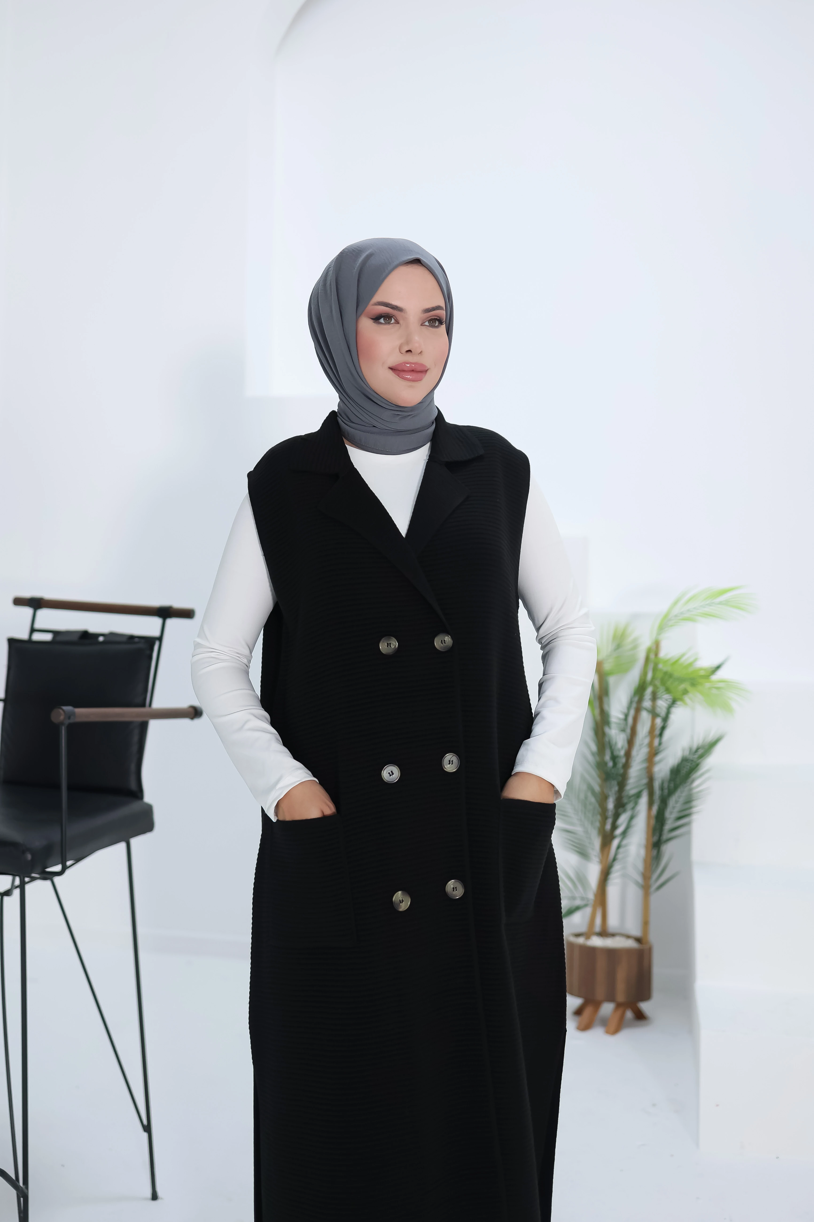 Ankanoor Kruvaze Yaka Düğmeli Yelek ANKA2518203