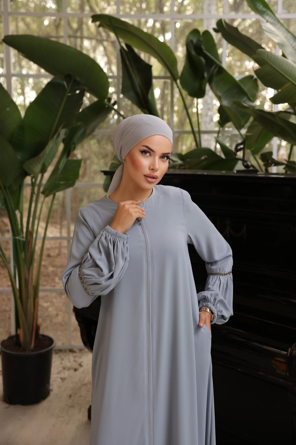 Ankanoor Balon Kol Taşlı Ferace Anka255017