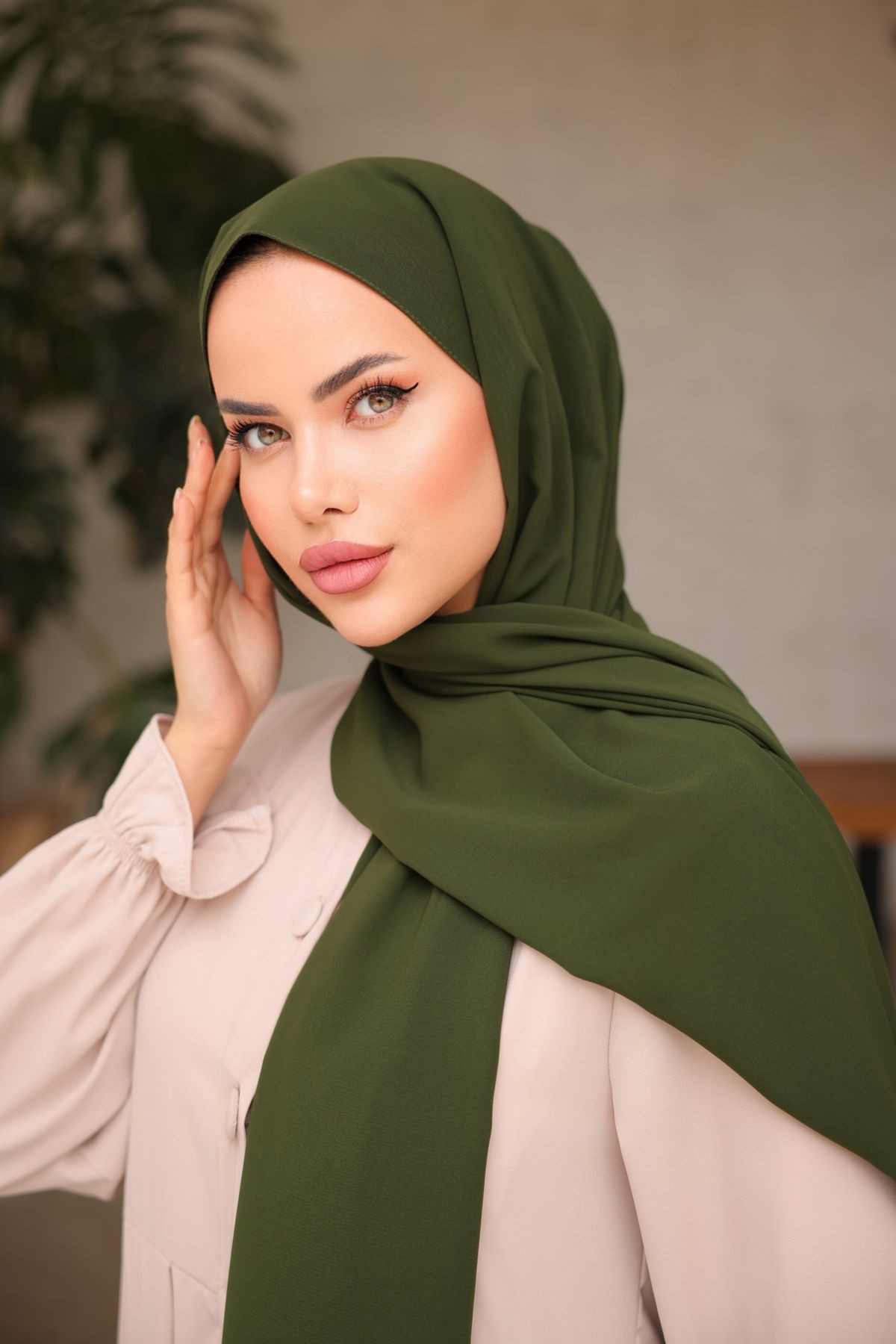 Ankanoor Medine Ipeği Şal Anka255030 - haki̇