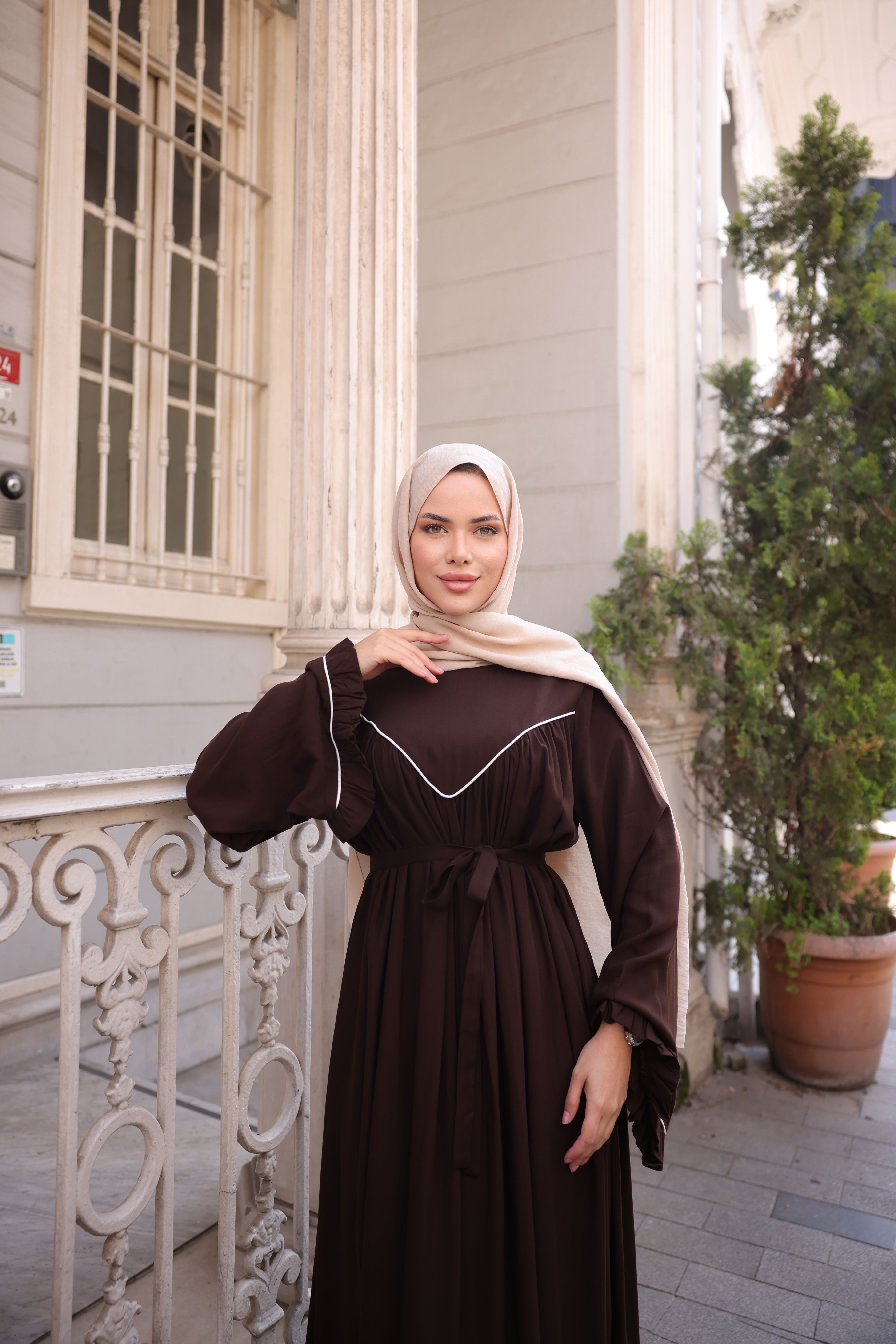Ankanoor V Robalı Biyeli Belmando Elbise Anka255097