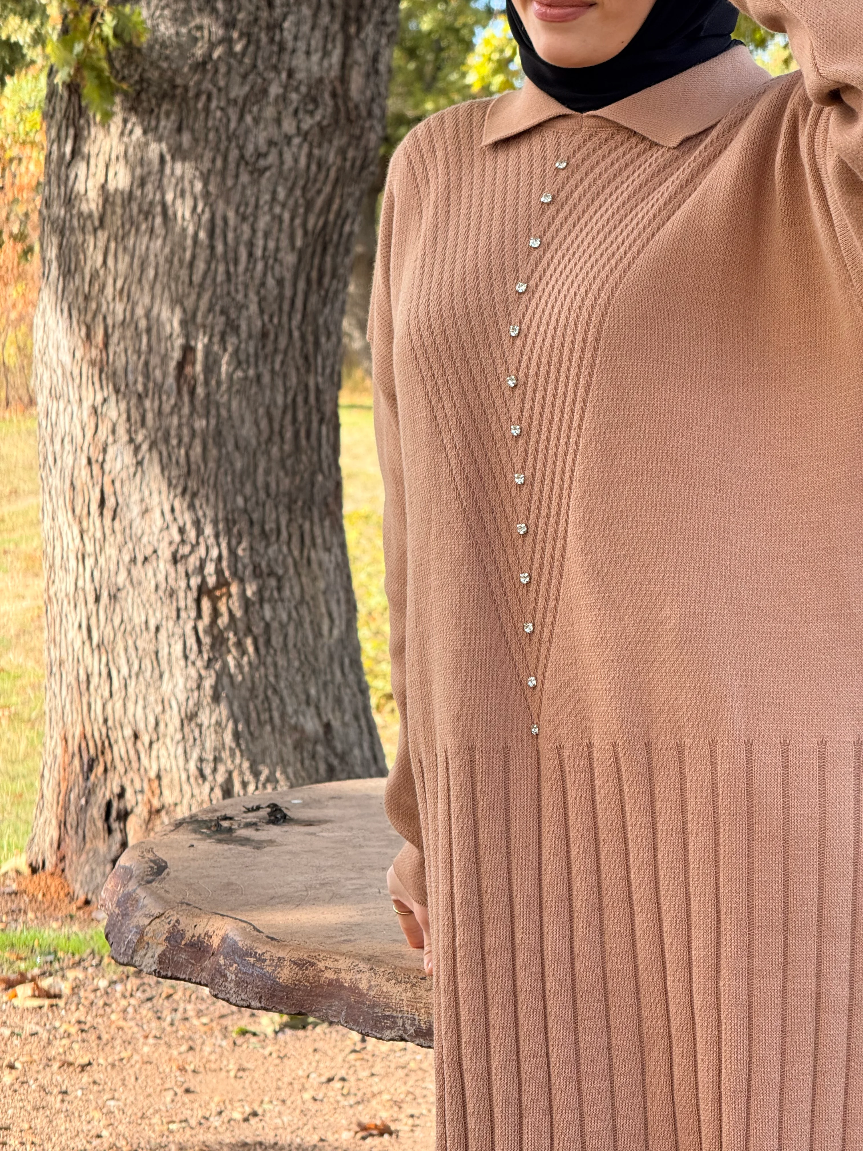 Ankanoor Taş Detaylı Triko Elbise ANKA252011