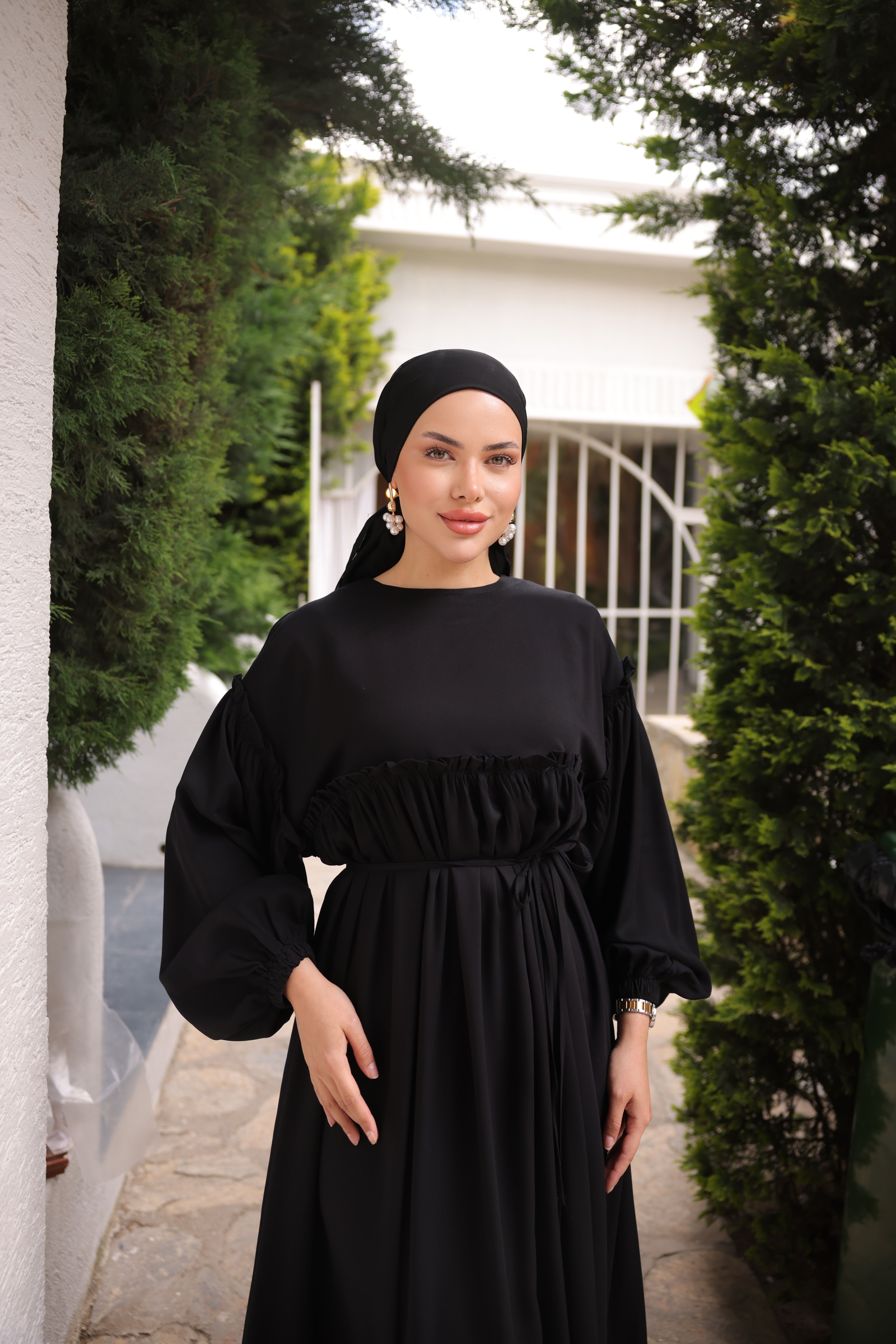 Ankanoor Robalı Büzgülü Oversize Elbise Anka255093