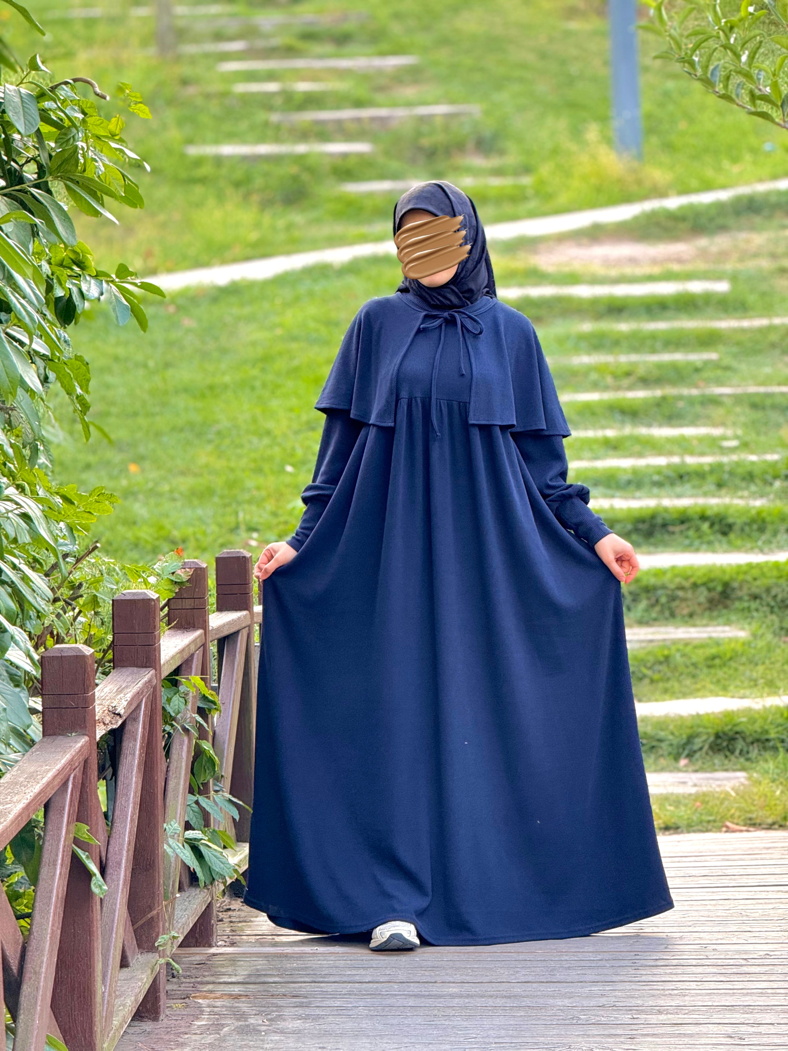 Ankanoor Pelerinli Örme Elbise ANKA255108 - lacivert