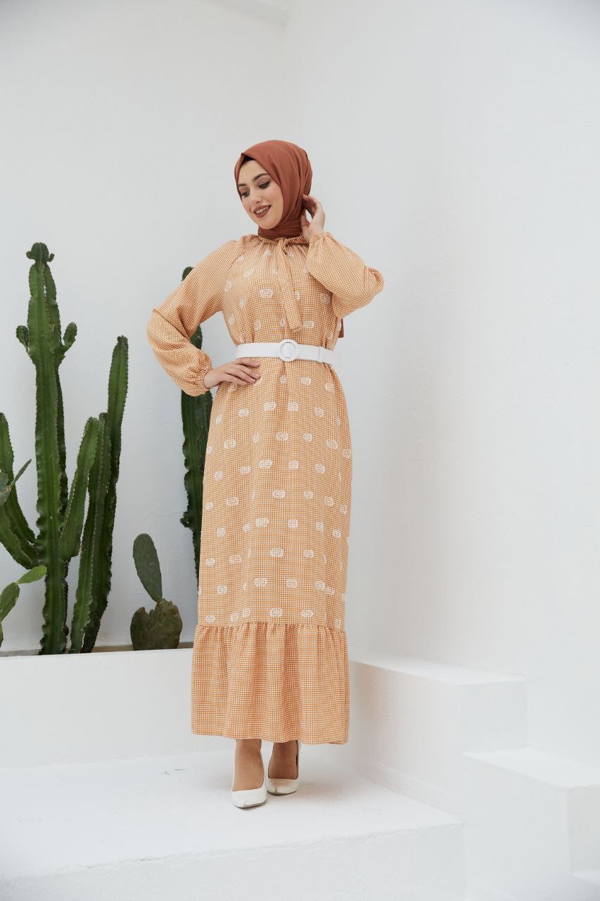 Ankanoor Pötikare Reglan Kol Nakışlı Elbise Anka251406
