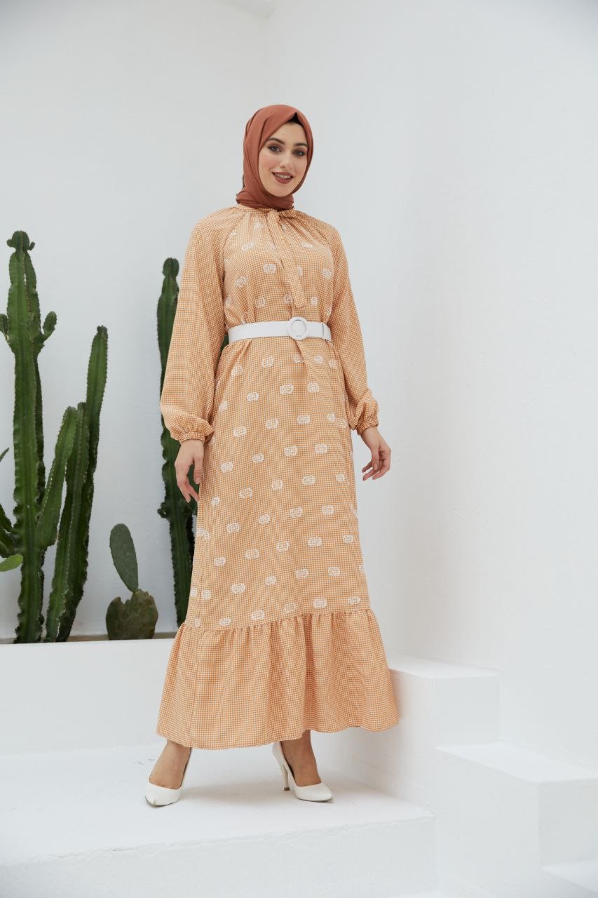 Ankanoor Pötikare Reglan Kol Nakışlı Elbise Anka251406