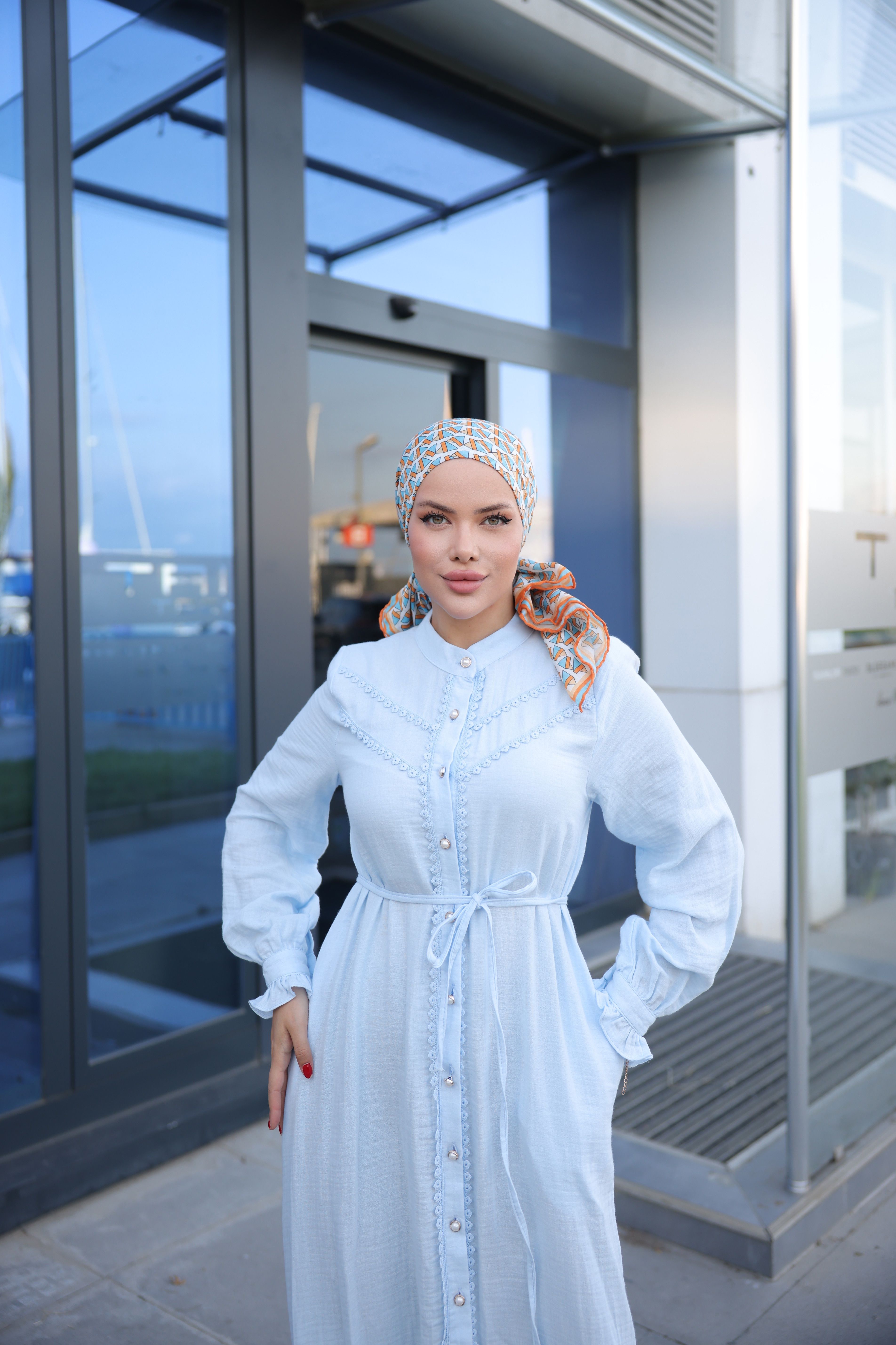 Ankanoor Eteği Fırfırlı Dantelli Müslin Elbise Anka255101