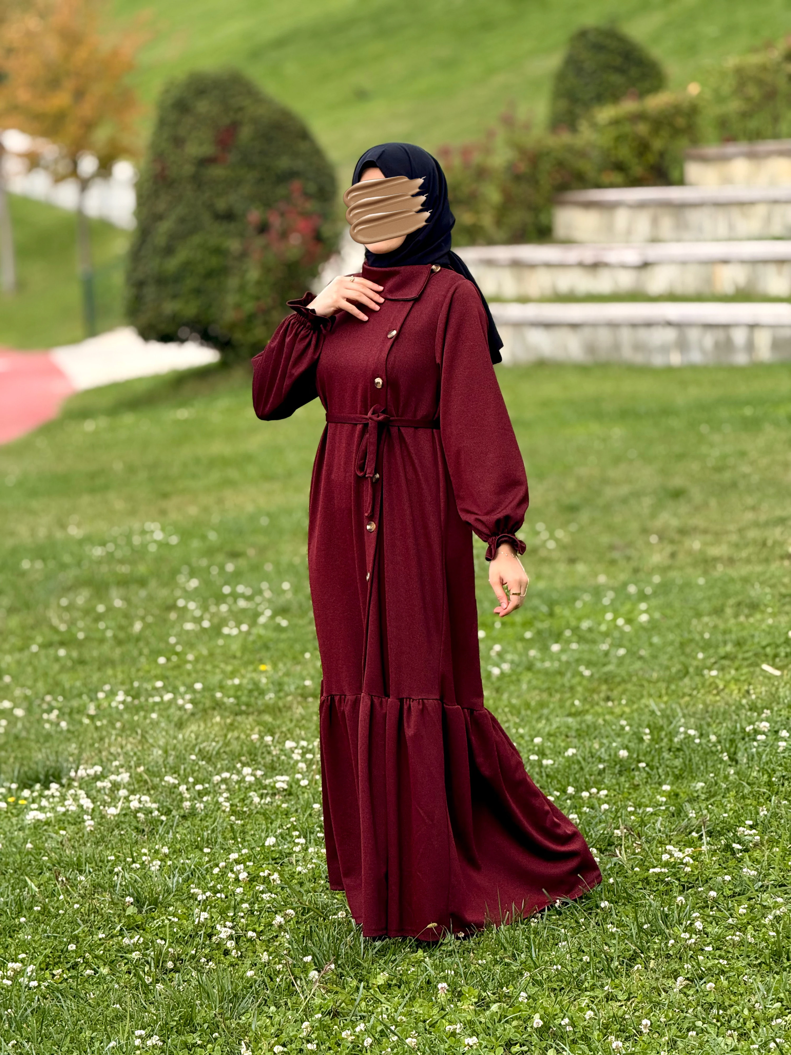 Ankanoor Anvelop Yandan Düğmeli Örme Elbise ANKA255113