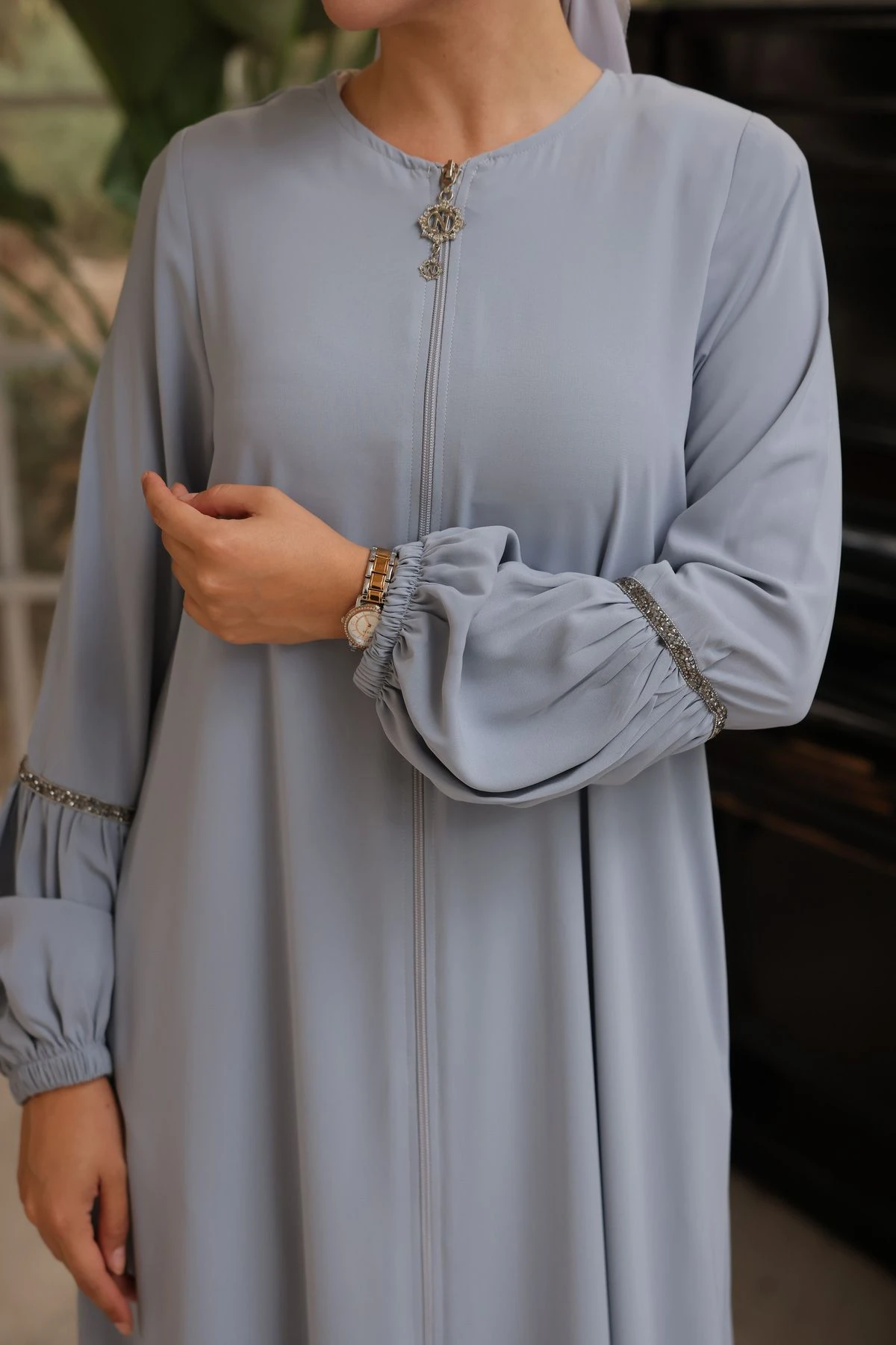 Ankanoor Balon Kol Taşlı Ferace Anka255017