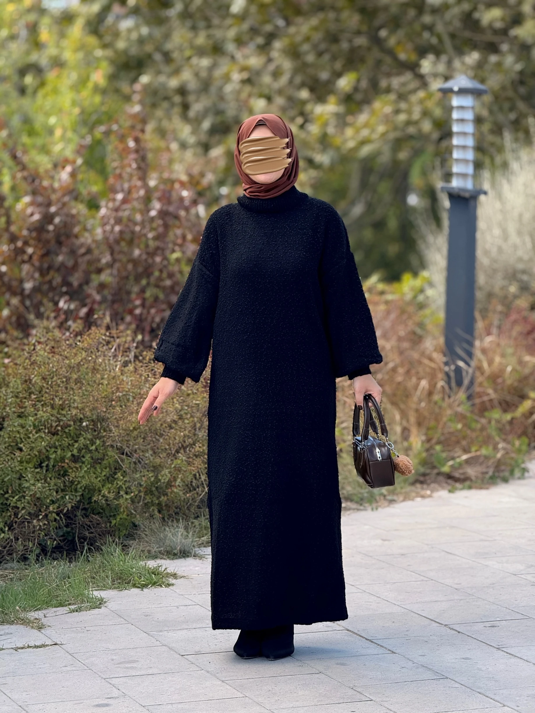 Ankanoor Tasarım Oversize Triko Elbise ANKA252003 - siyah