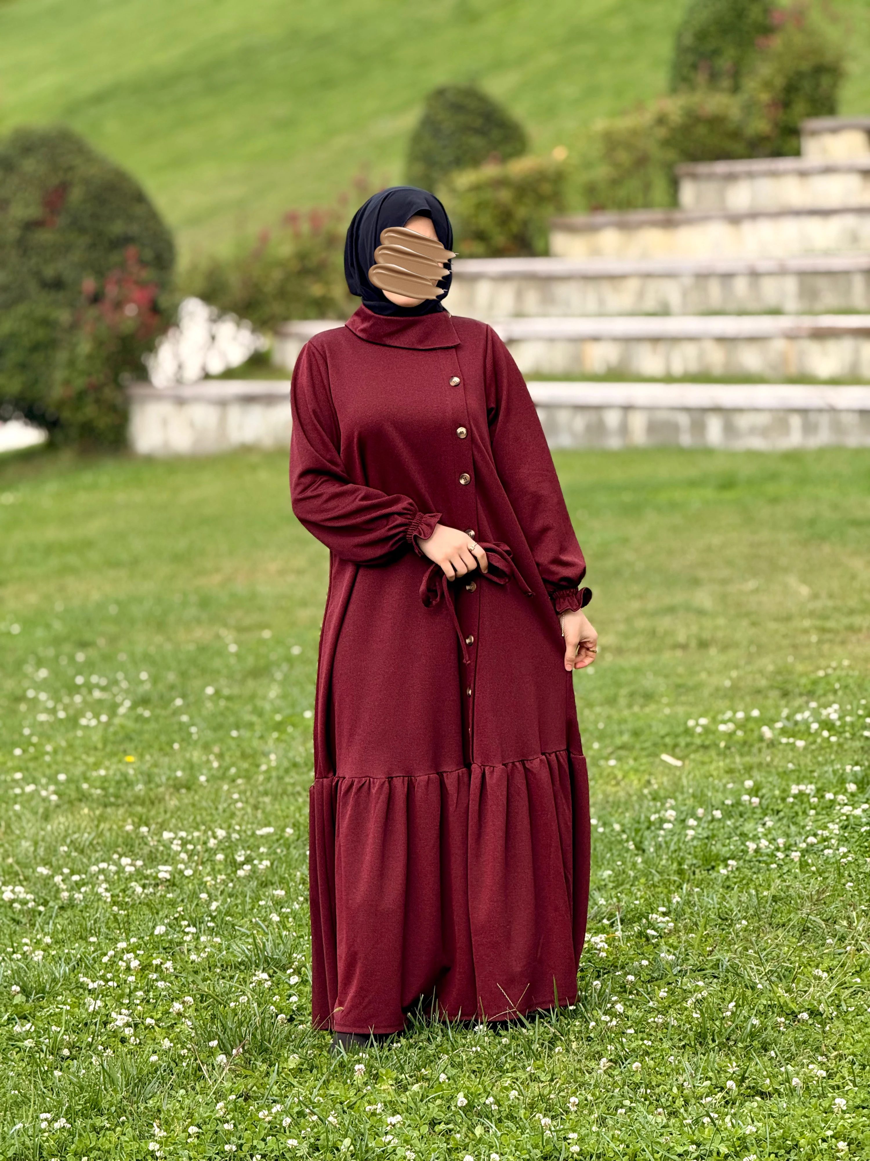 Ankanoor Anvelop Yandan Düğmeli Örme Elbise ANKA255113