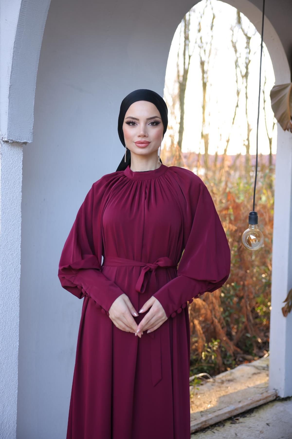 Ankanoor Reglan Kol Büzgülü Elbise Anka255072