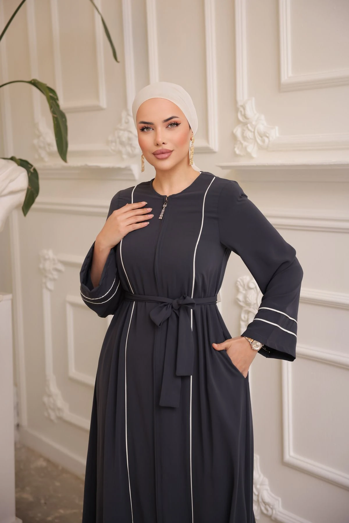 Ankanoor Kol Ağzı Ve Önü Çift Biyeli Ferace Anka255045