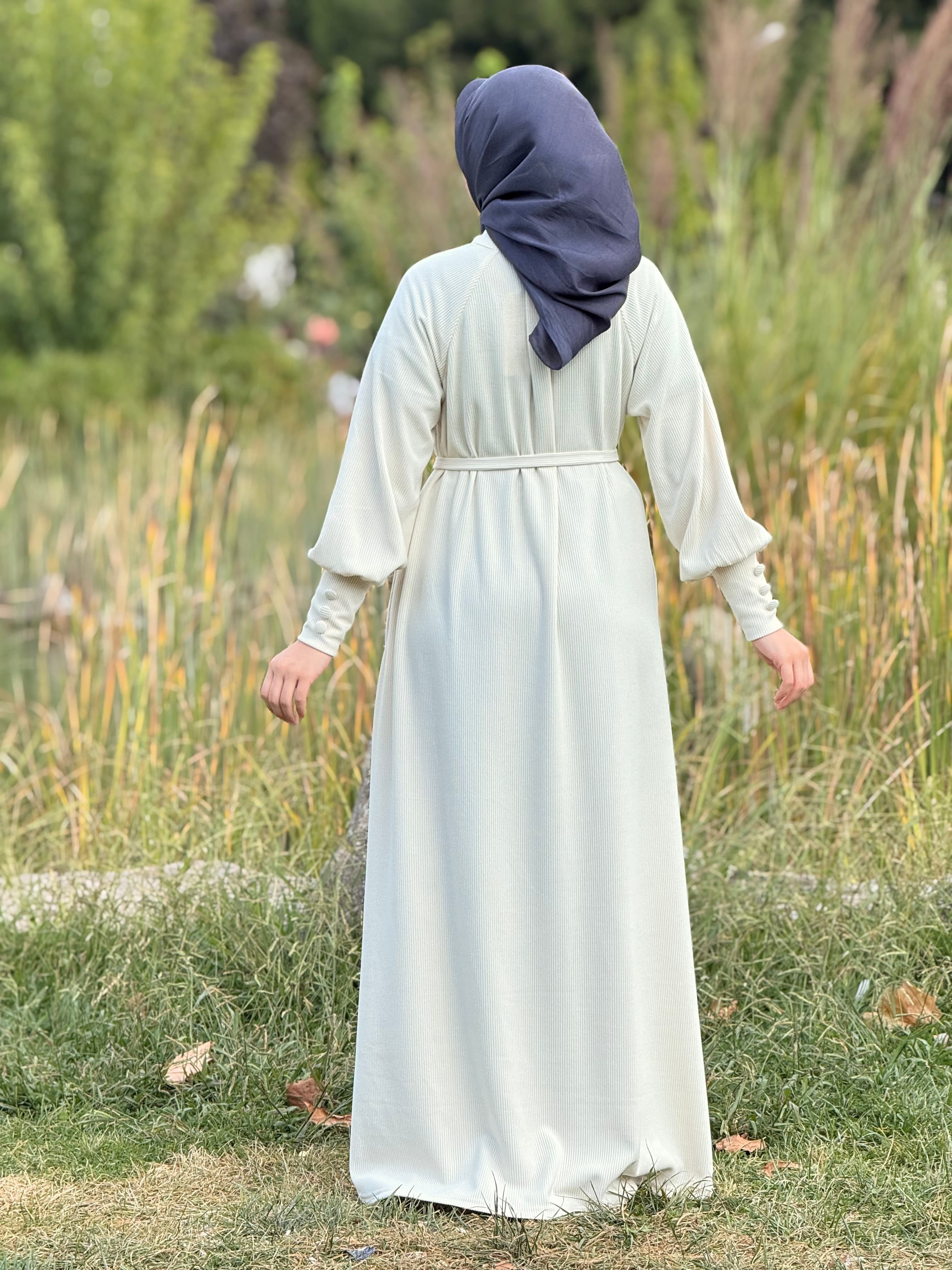 Ankanoor Reglan Kollu Kaplama Düğmeli Örme Ferace ANKA255107