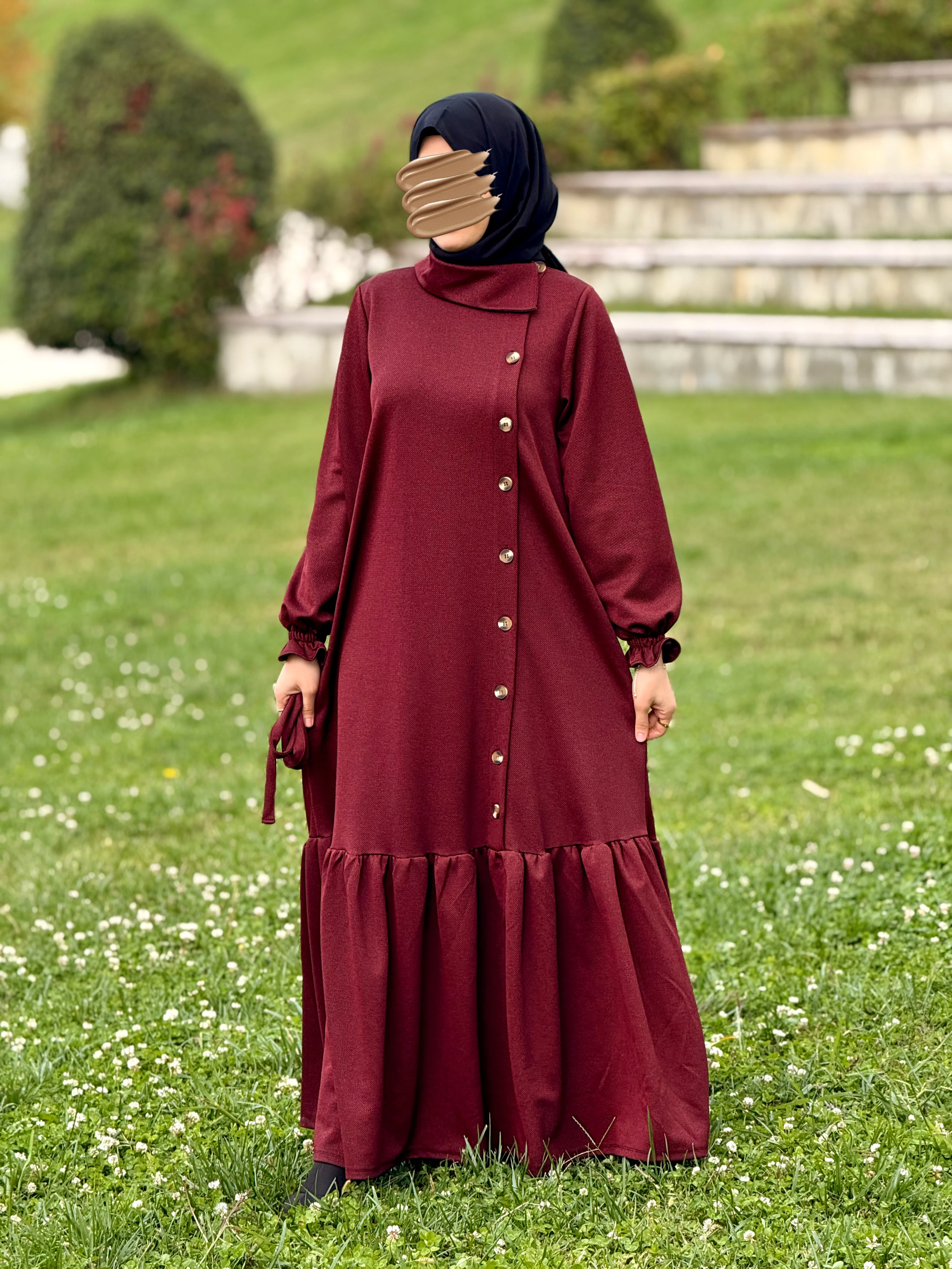 Ankanoor Anvelop Yandan Düğmeli Örme Elbise ANKA255113