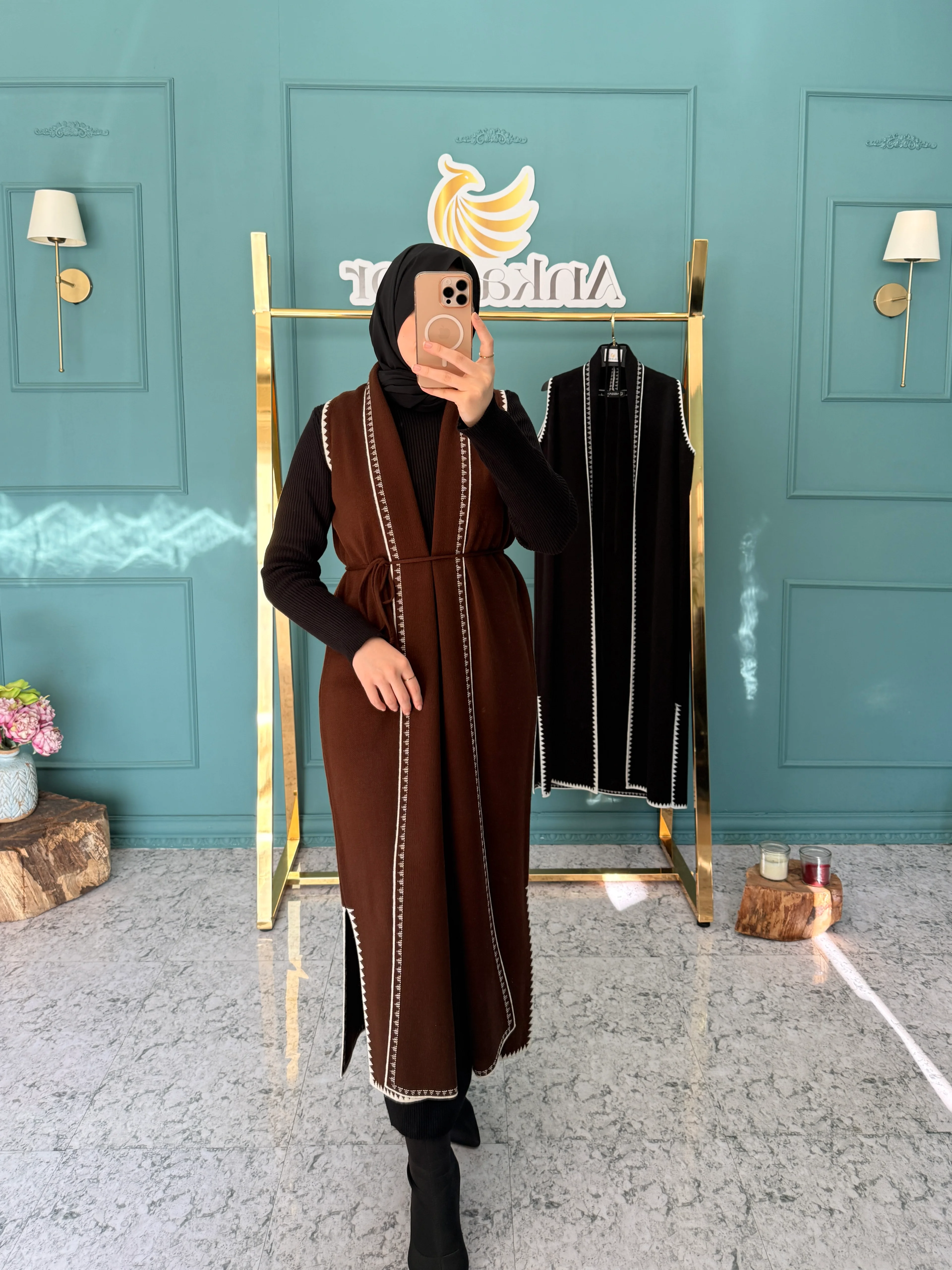 Ankanoor Çoban Nakışlı Kruvaze Çelik Yelek ANKA2518205 - acı kahve