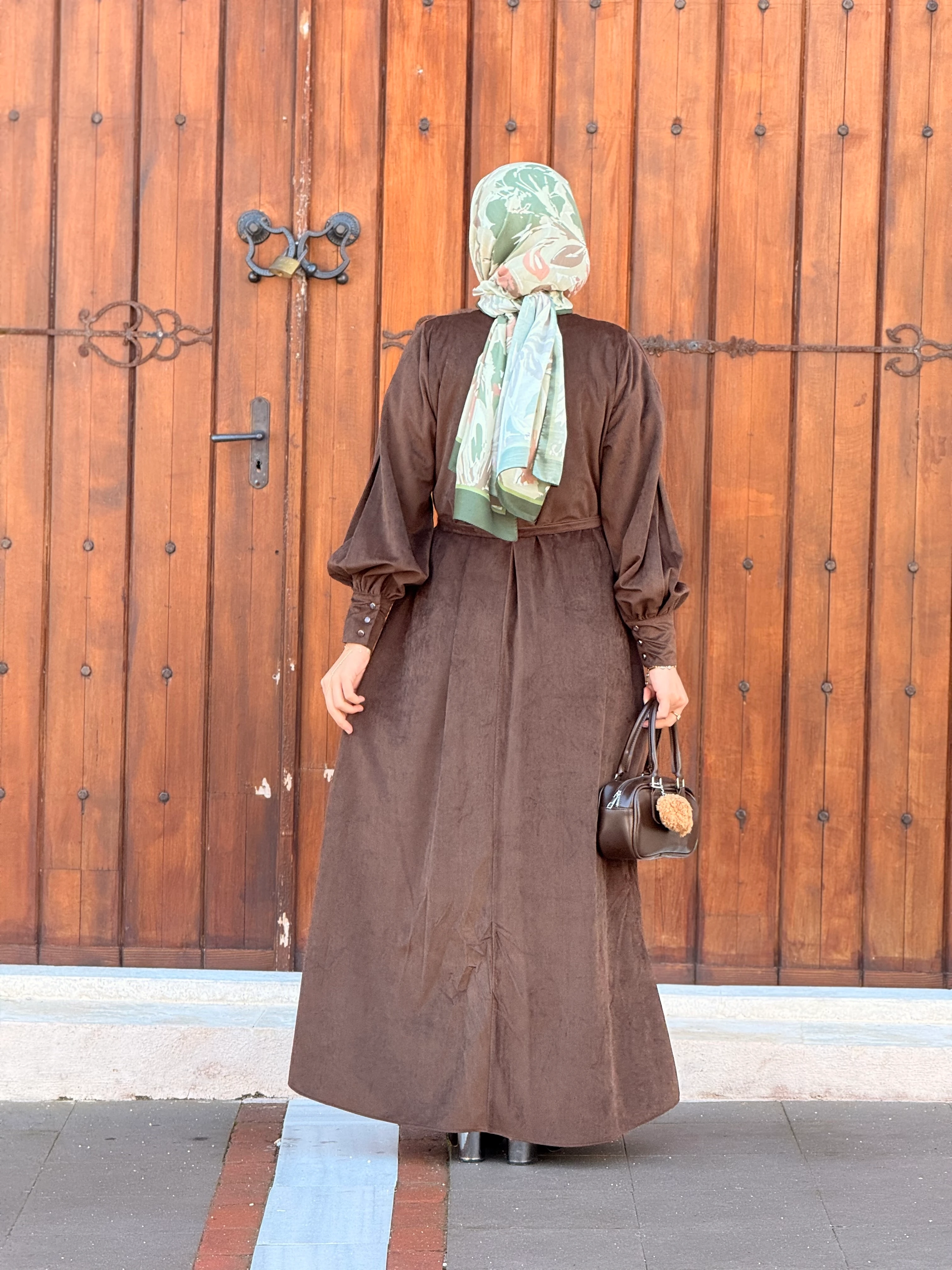 Ankanoor Büzgü Yaka Kadife Elbise ANKA255111