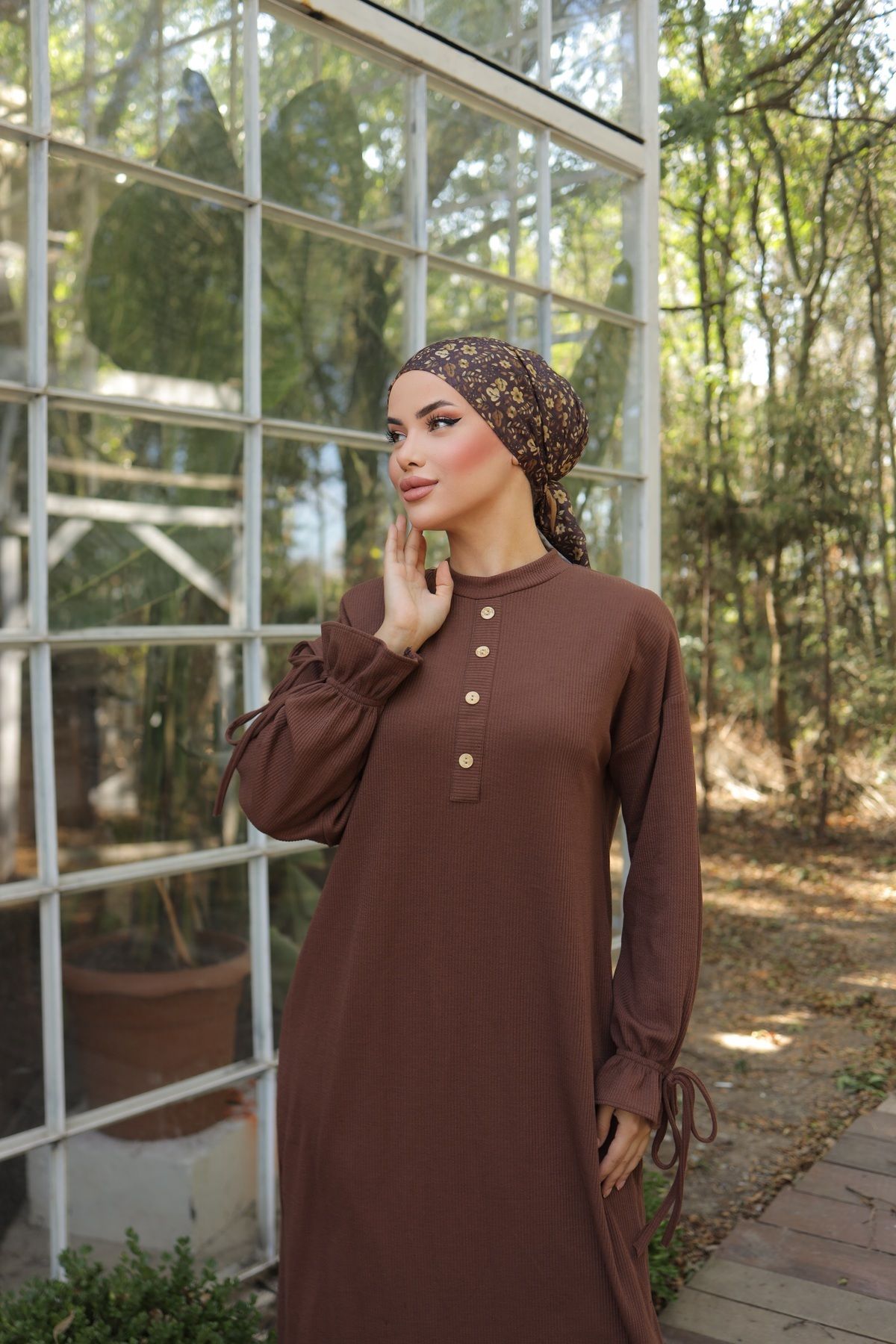 Ankanoor Bej Düğme Detaylı Örme Pantolon Takım Anka256020