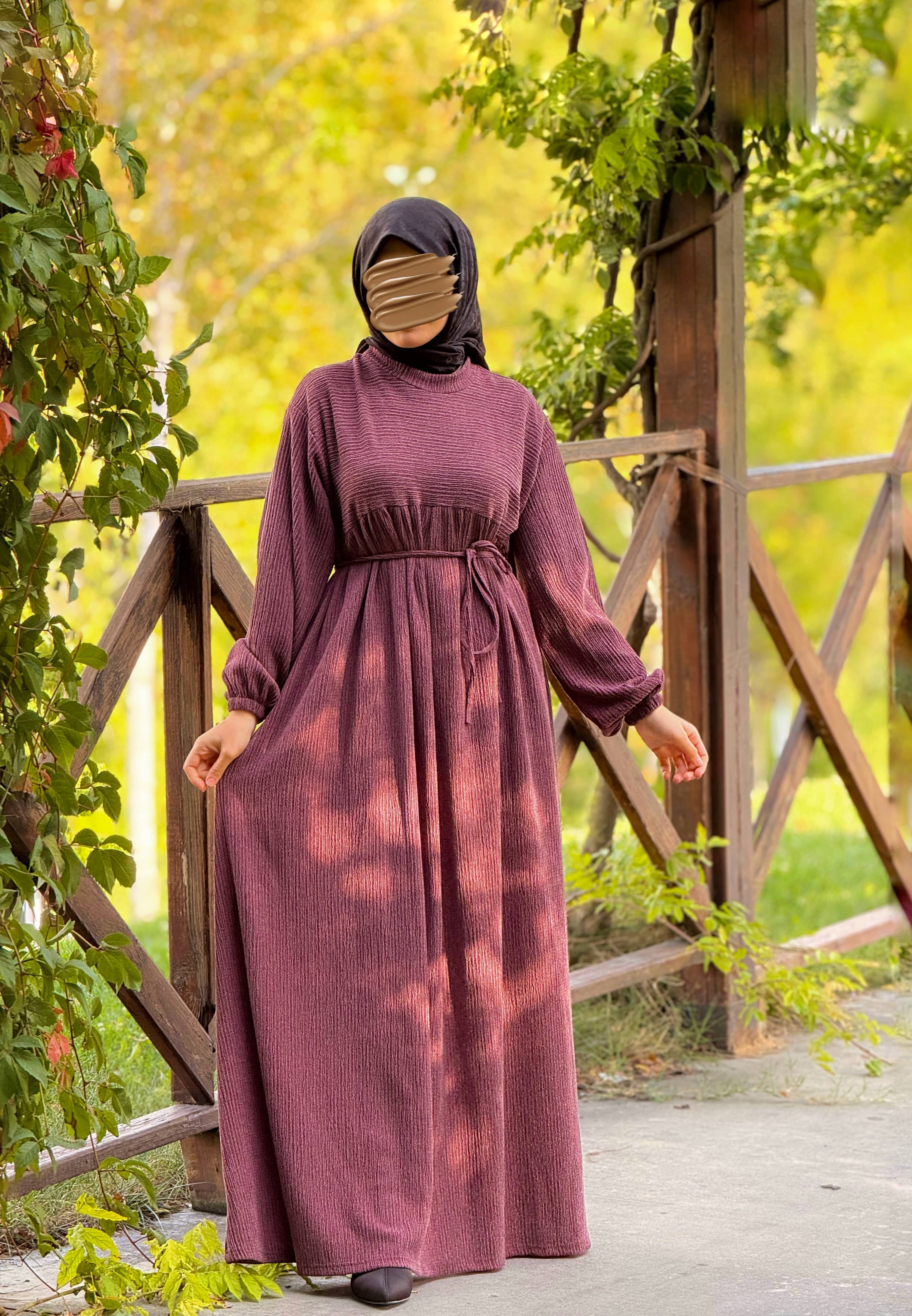 Ankanoor Robalı Oversize Örme Elbise ANKA255110 - bordo
