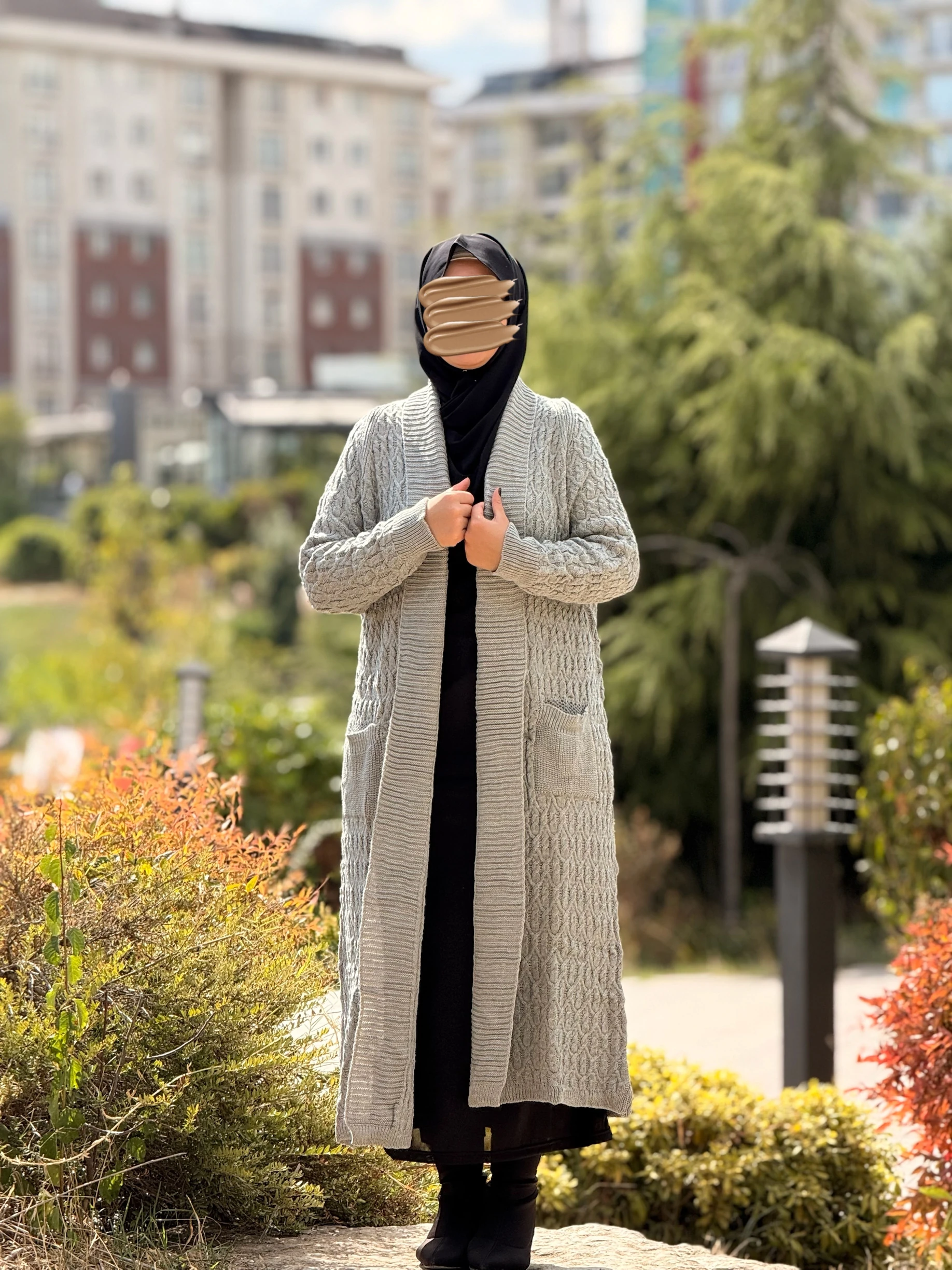 Ankanoor Triko Şal Yaka Hırka ANKA252006 - gri