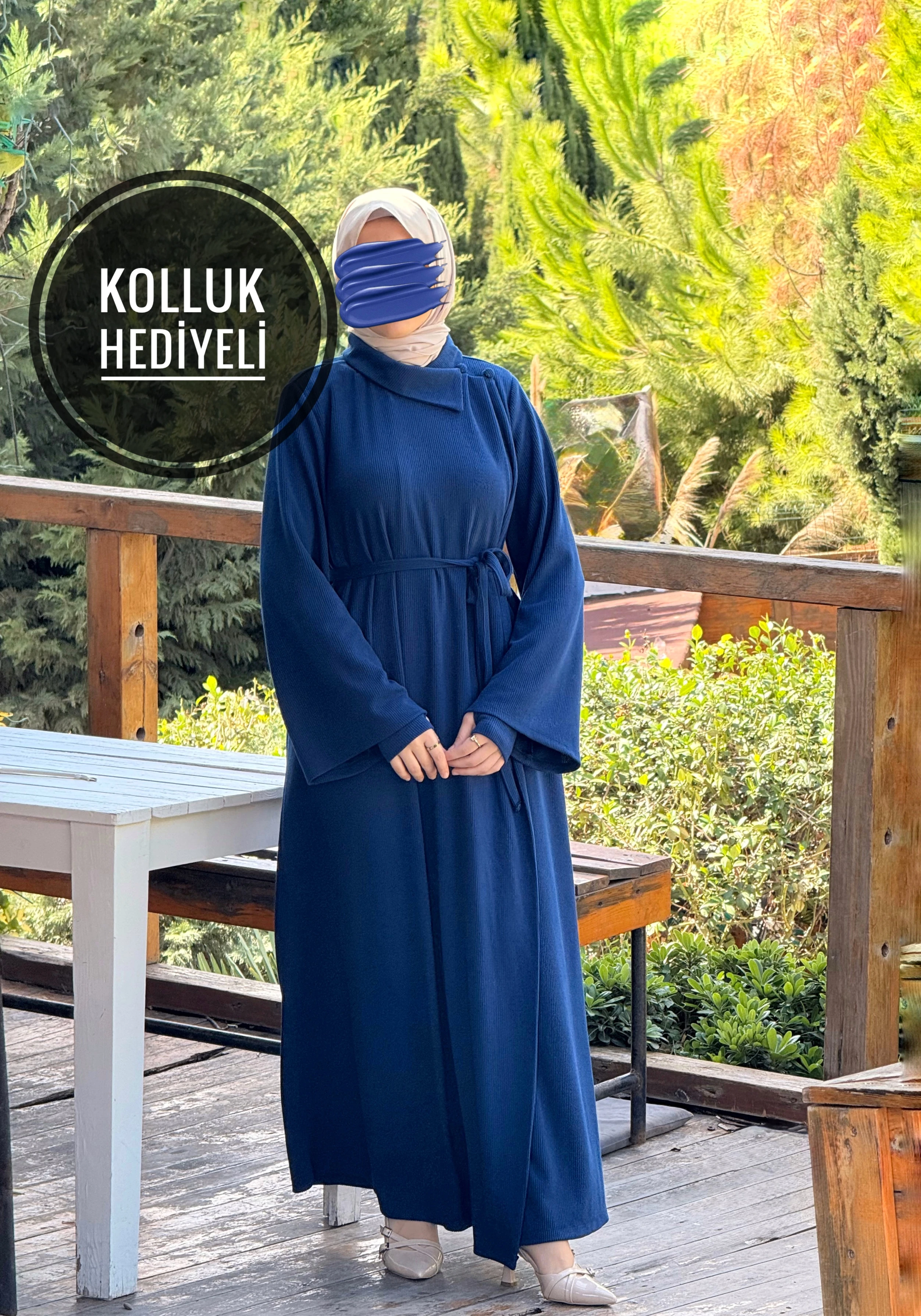 Ankanoor Anvelop Kolluklu Örme Ferace&Elbise Anka255103 - laci̇vert