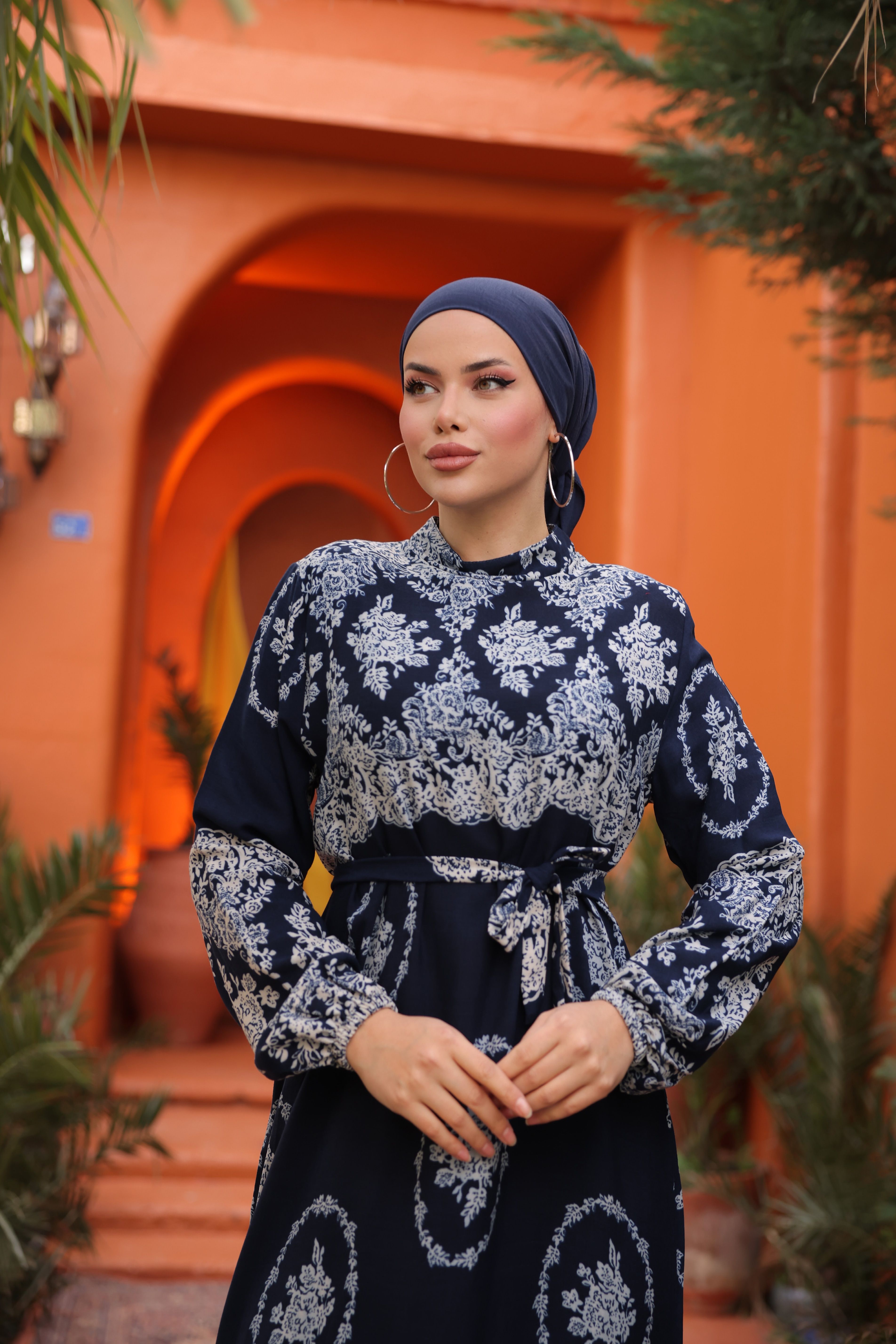 Ankanoor Barok Desenli Viskon Elbise Anka25zv5
