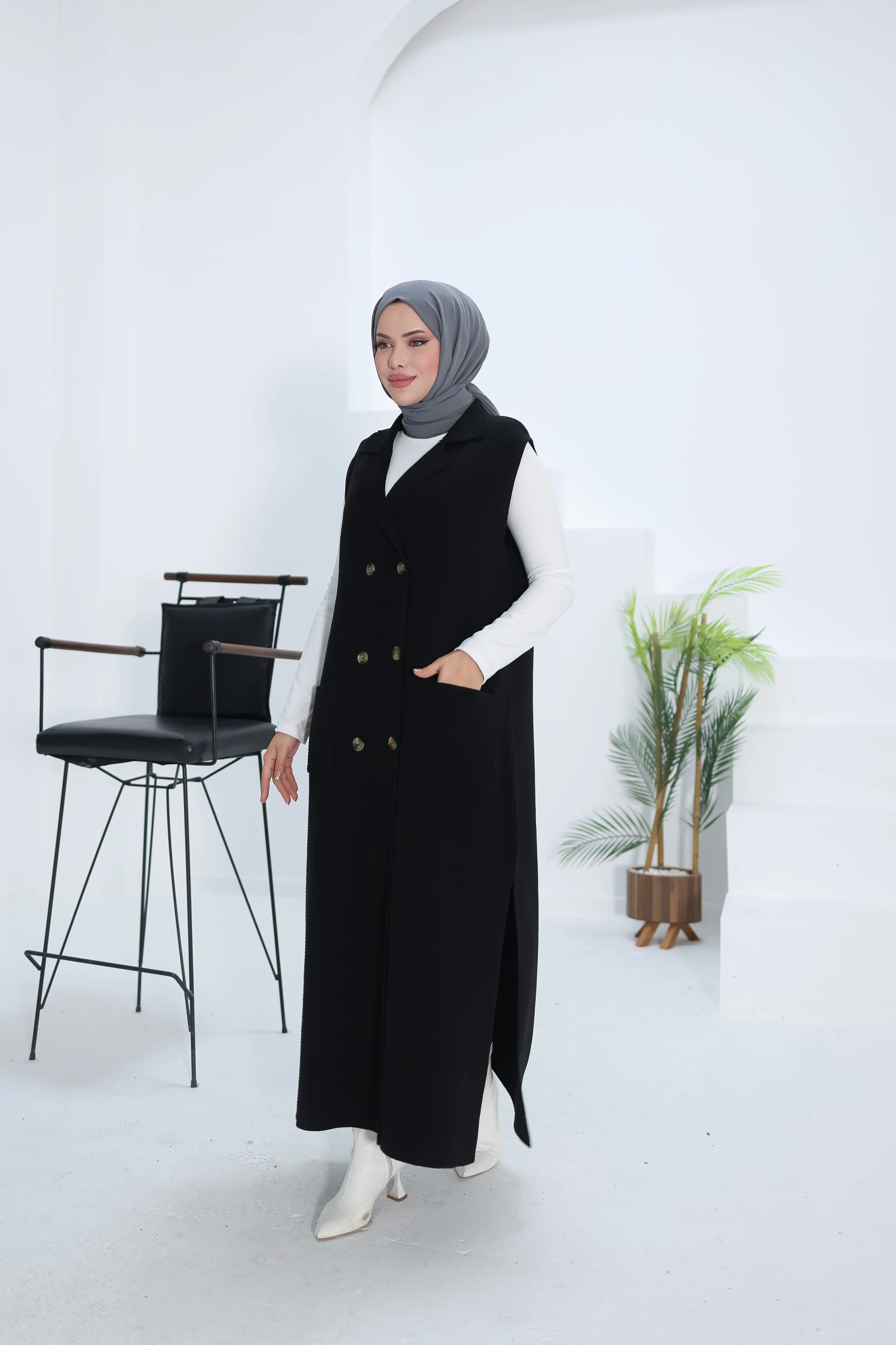 Ankanoor Kruvaze Yaka Düğmeli Yelek ANKA2518203