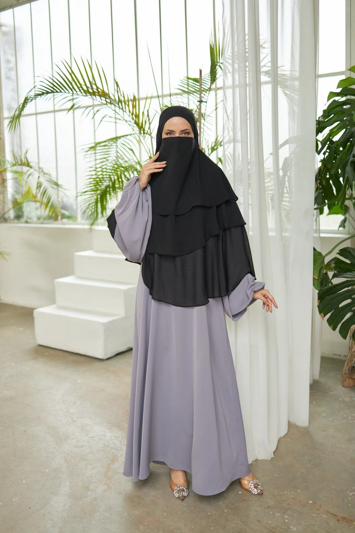 Ankanoor Peçeli 3 Katlı Şifon Sufle Şal Anka255029