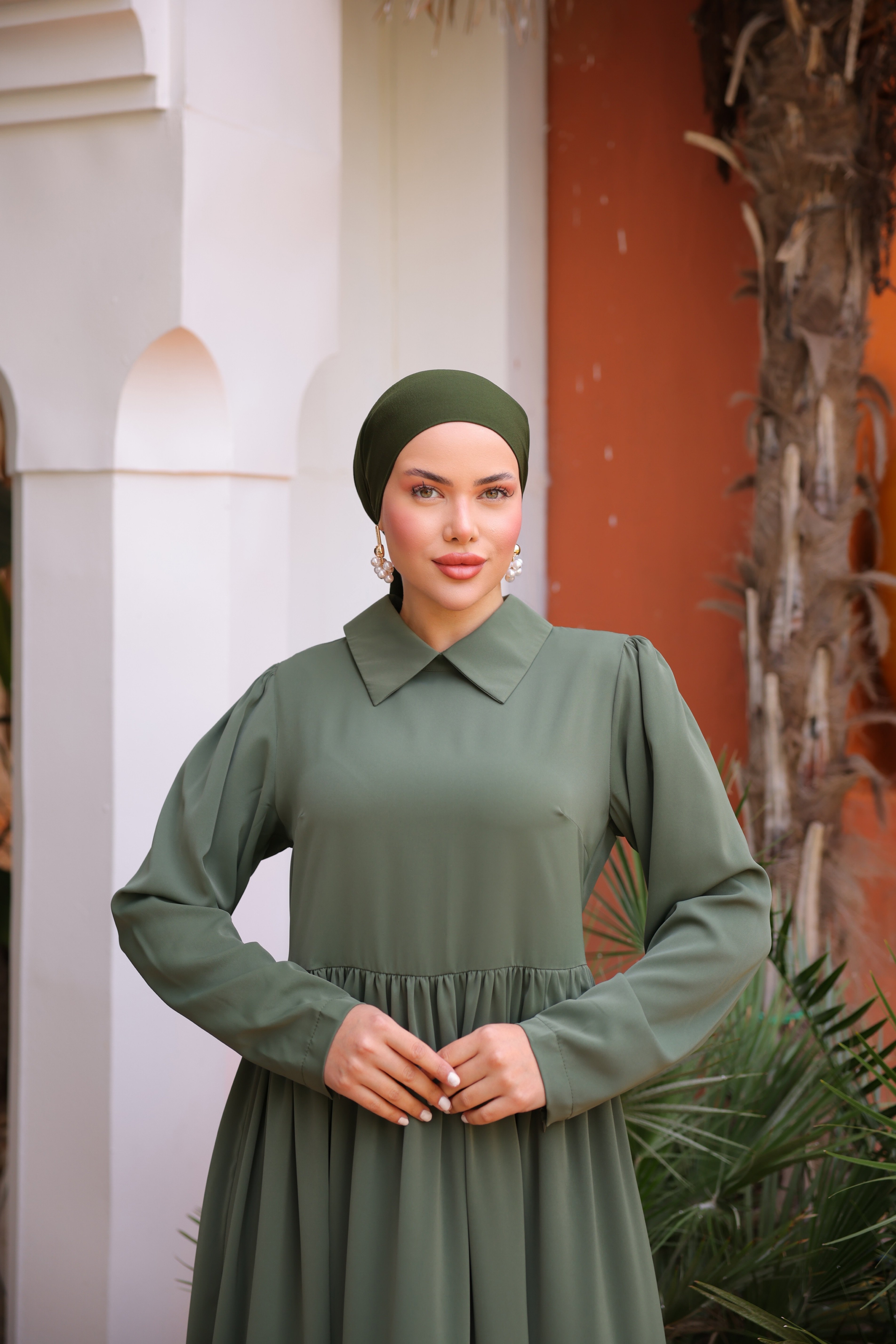 Ankanoor Yakalı Pelerinli Elbise Anka255084