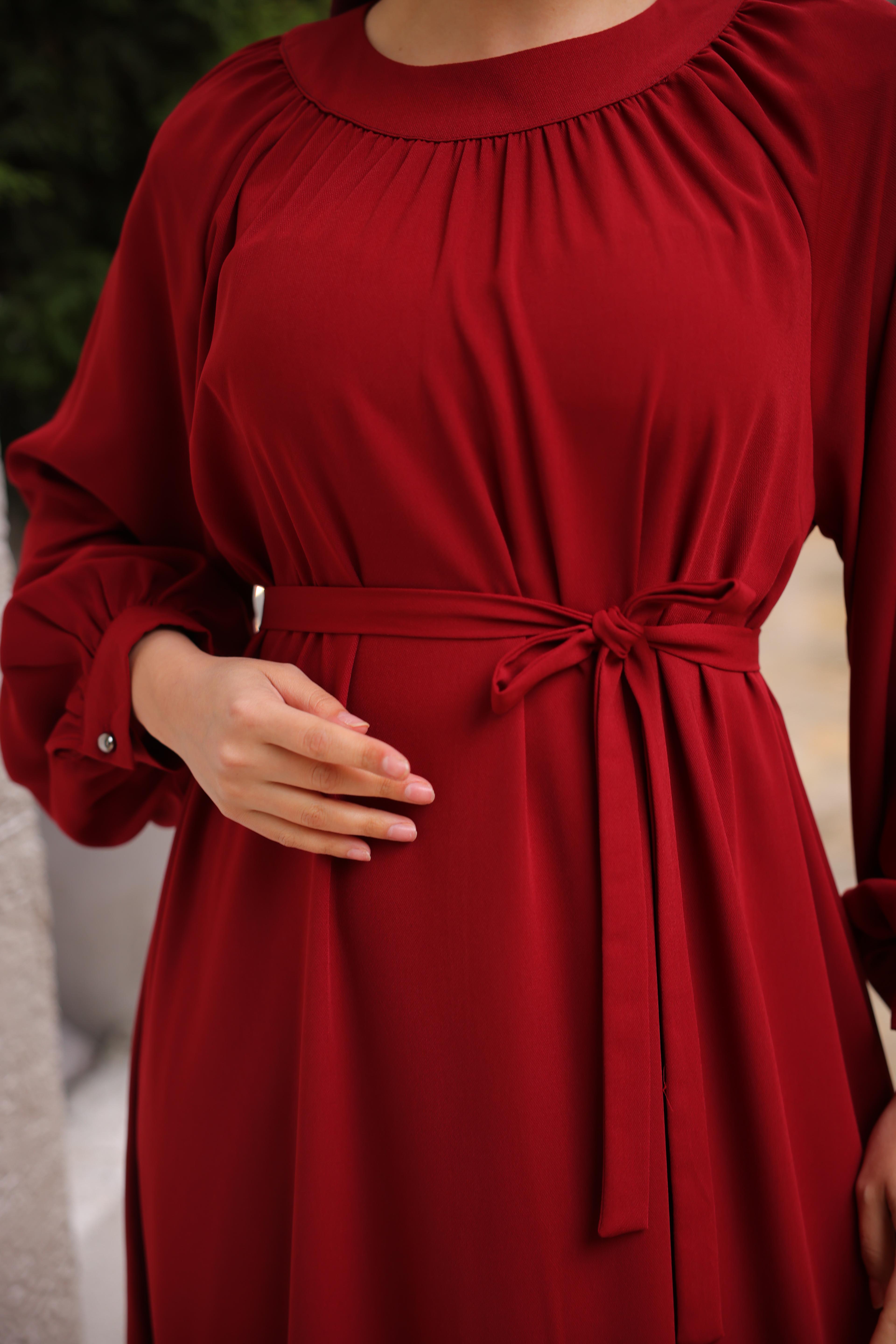 Ankanoor Reglan Kollu Büzgü Yaka Elbise Anka255089
