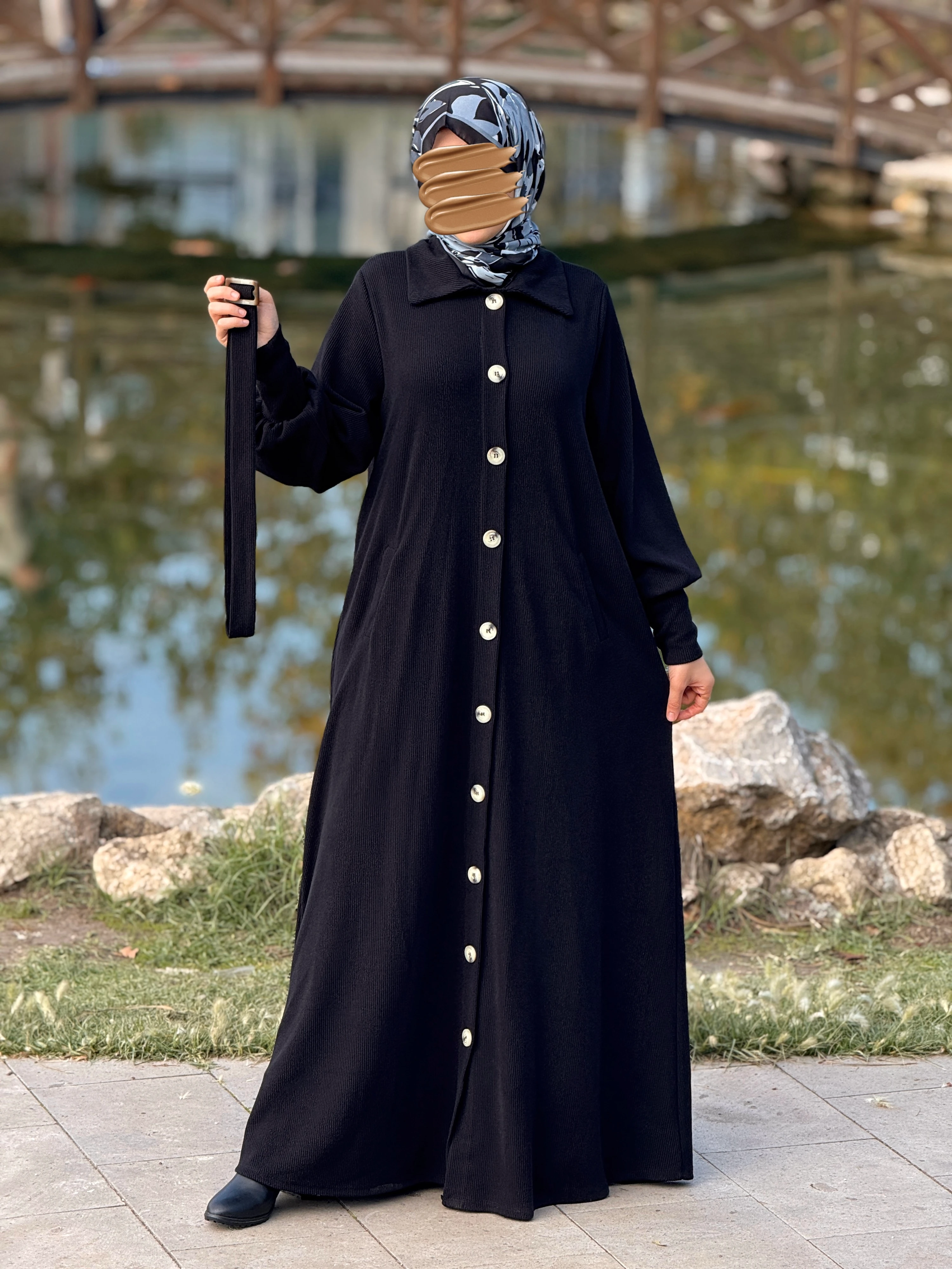 Ankanoor Flato Cepli Toka Kemerli Örme Ferace ANKA255115