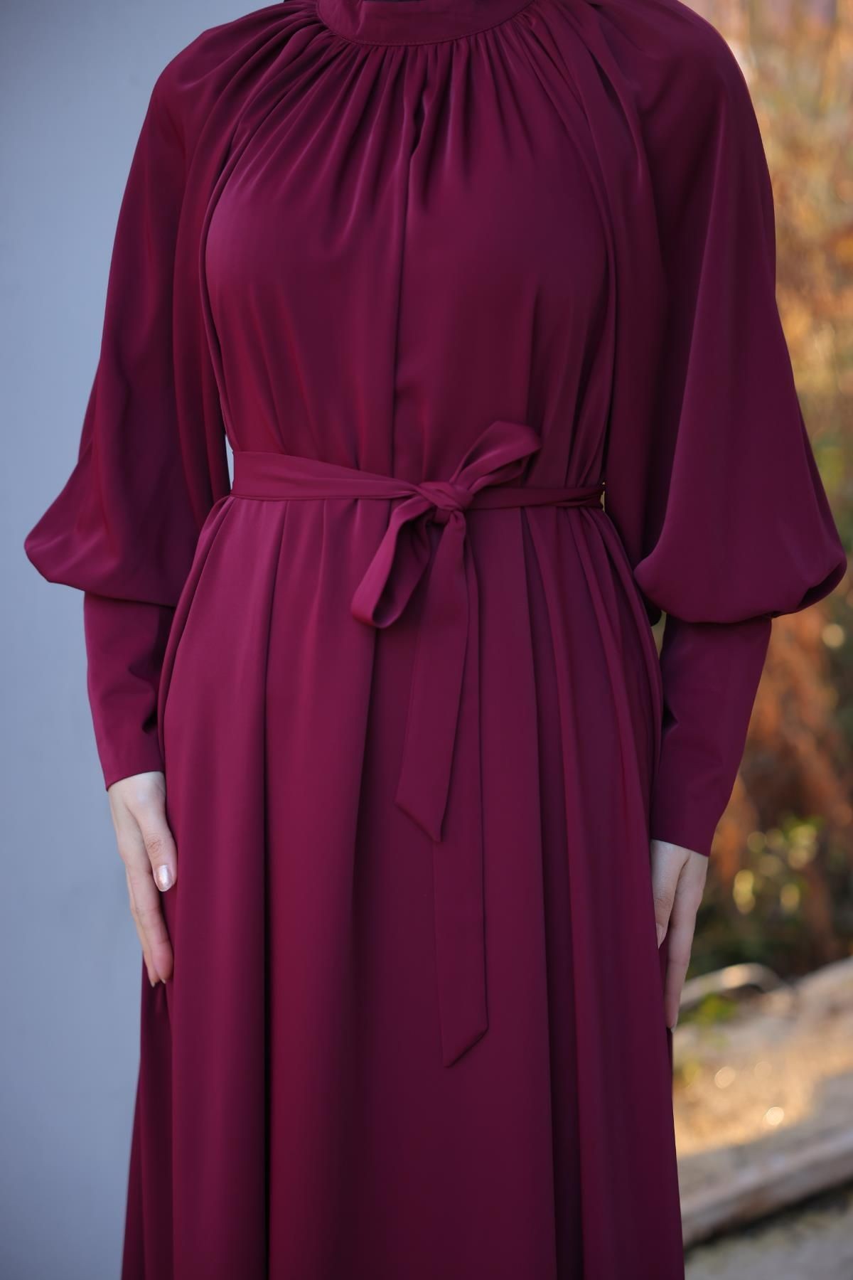 Ankanoor Reglan Kol Büzgülü Elbise Anka255072